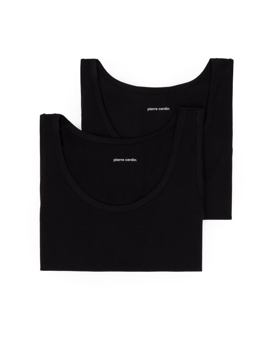 Siyah Pamuk Modal Karışımlı 2'li Atlet