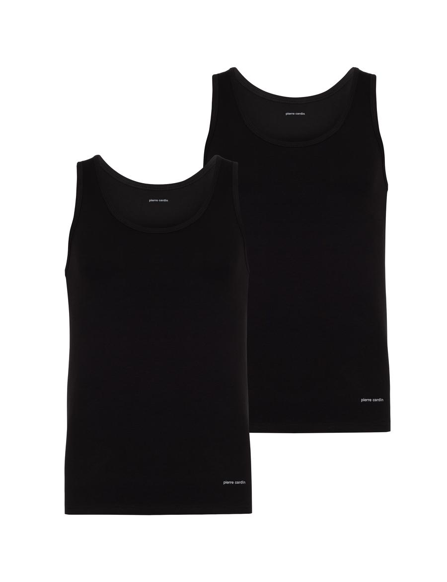 Siyah Pamuk Modal Karışımlı 2'li Atlet