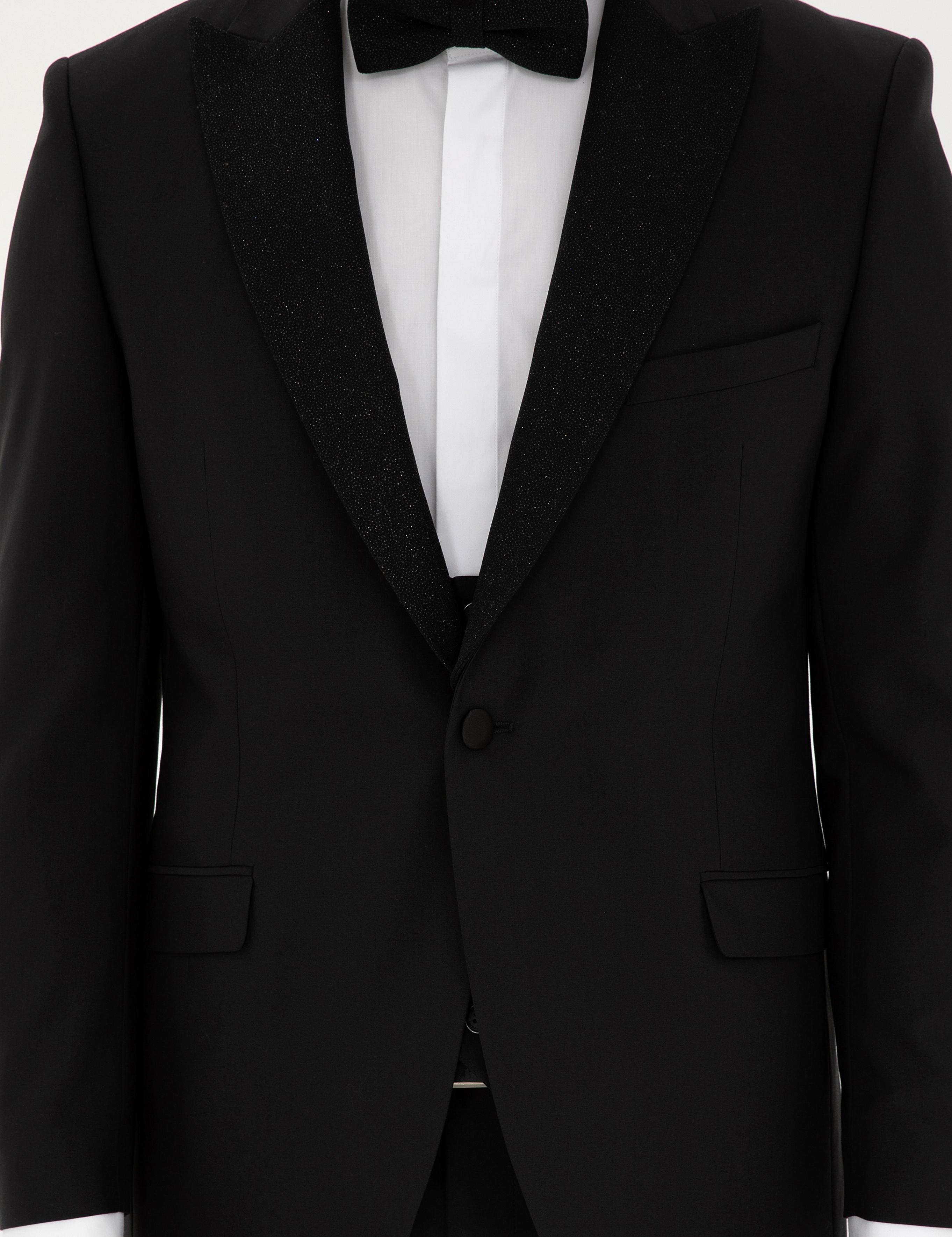 Siyah Ex. Slim Fit Yelekli Smokin