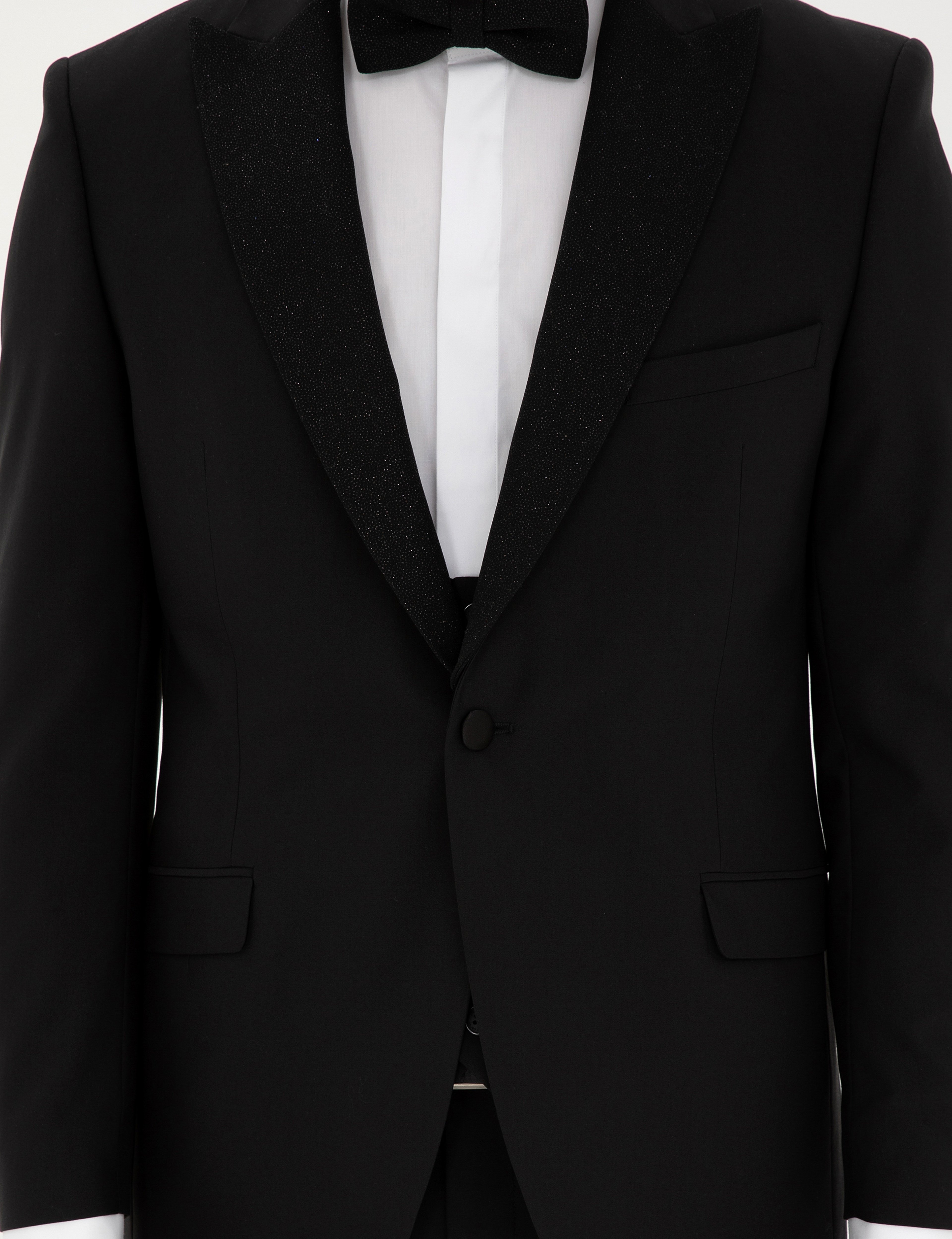 Siyah Ex. Slim Fit Yelekli Smokin