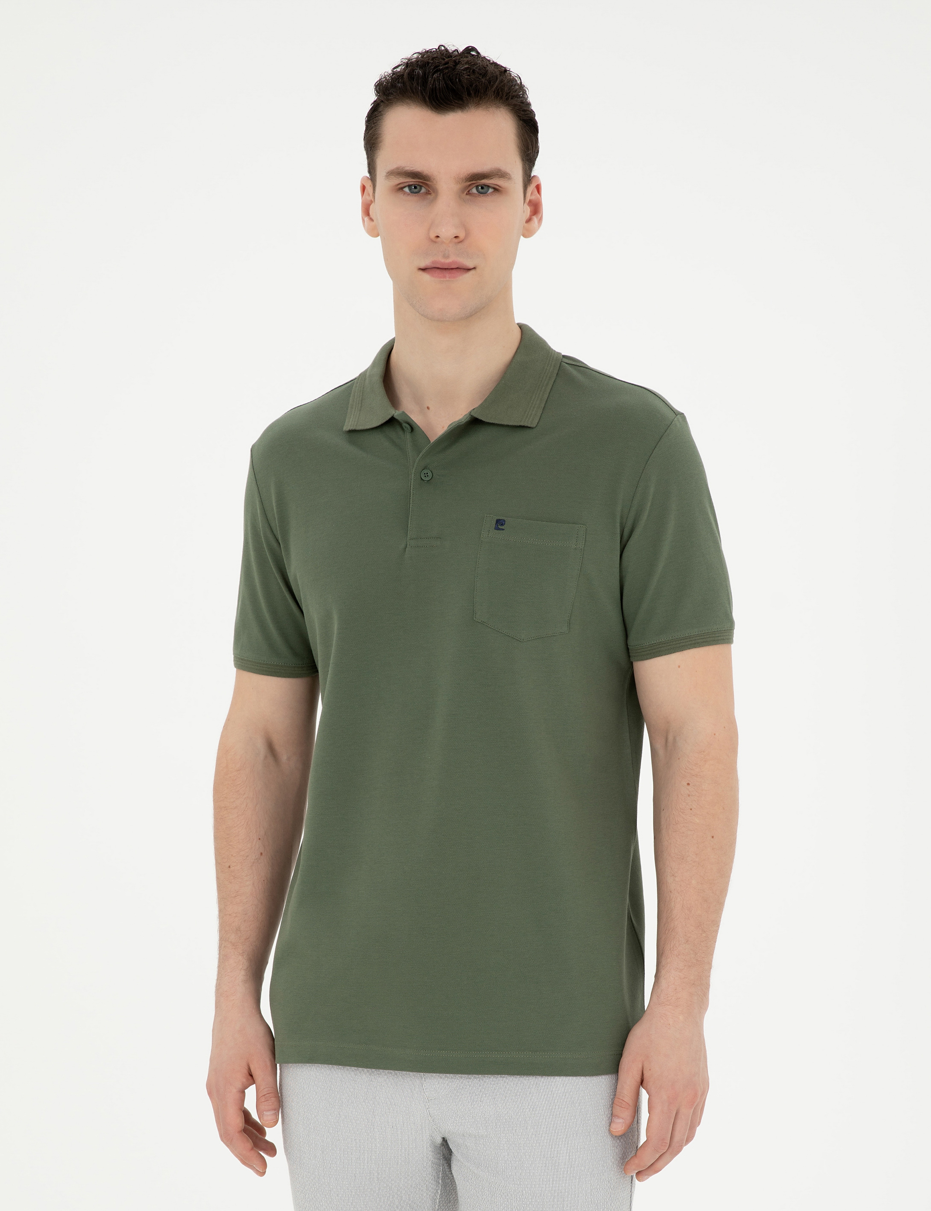 Haki Regular Fit Basic Tişört - Image 1