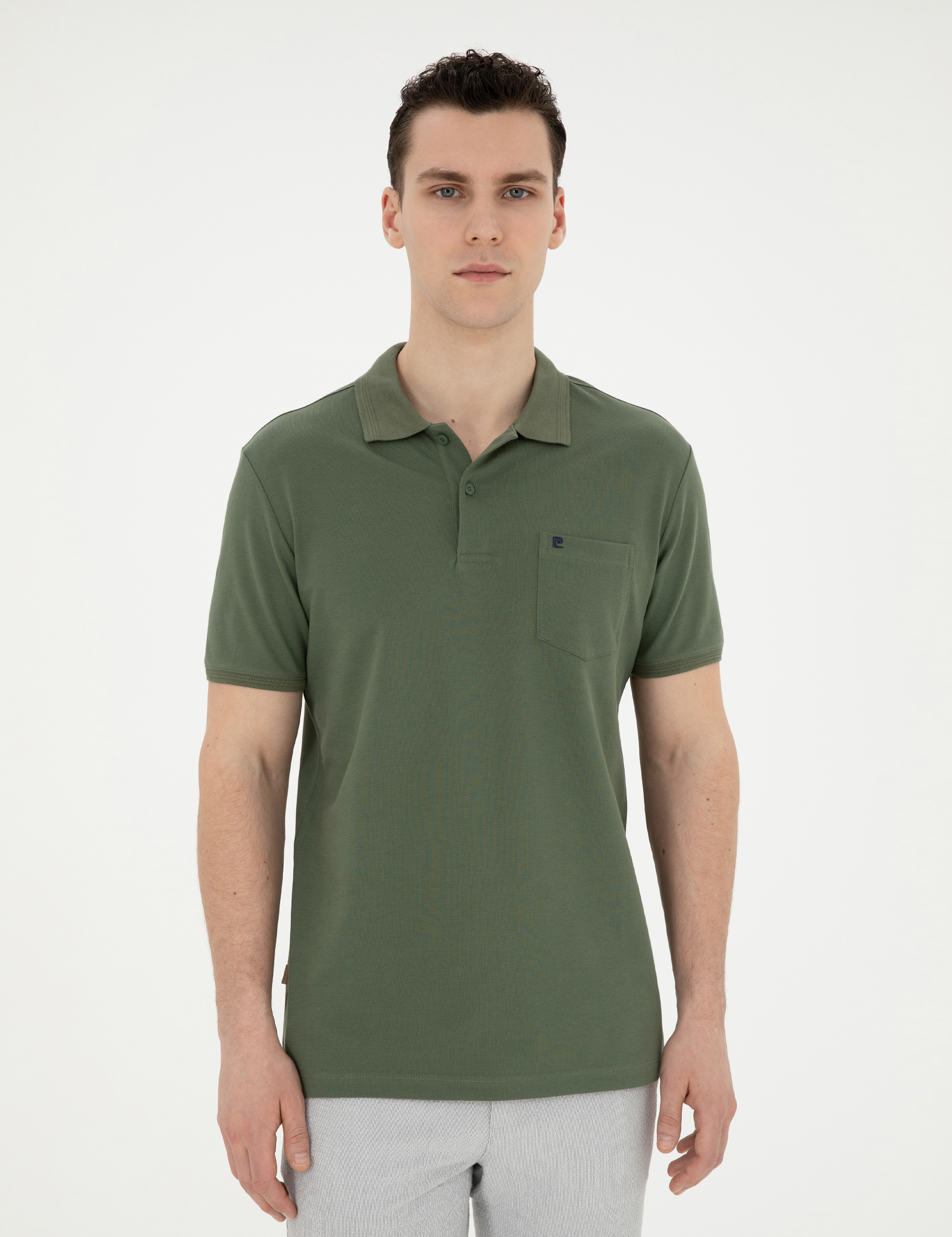 Haki Regular Fit Basic Tişört - Image 3