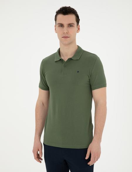 Haki Slim Fit %100 Pamuk Polo Yaka Basic Tişört - 50291625043