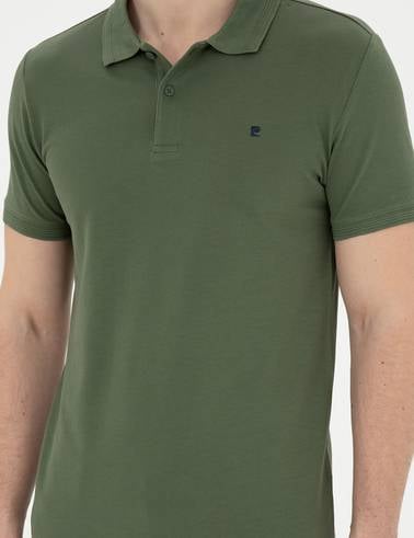 Haki Slim Fit %100 Pamuk Polo Yaka Basic Tişört