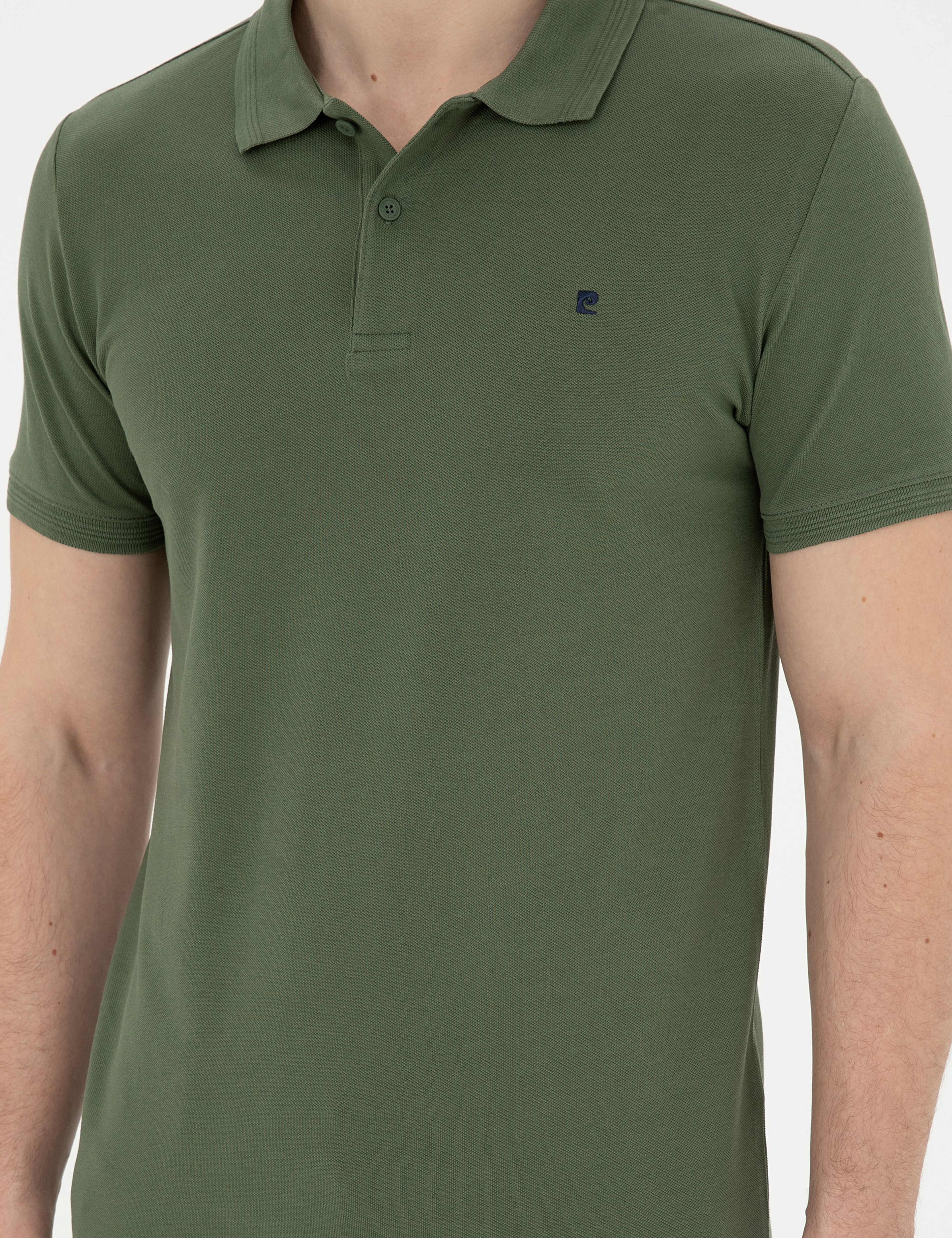 Haki Slim Fit %100 Pamuk Polo Yaka Basic Tişört