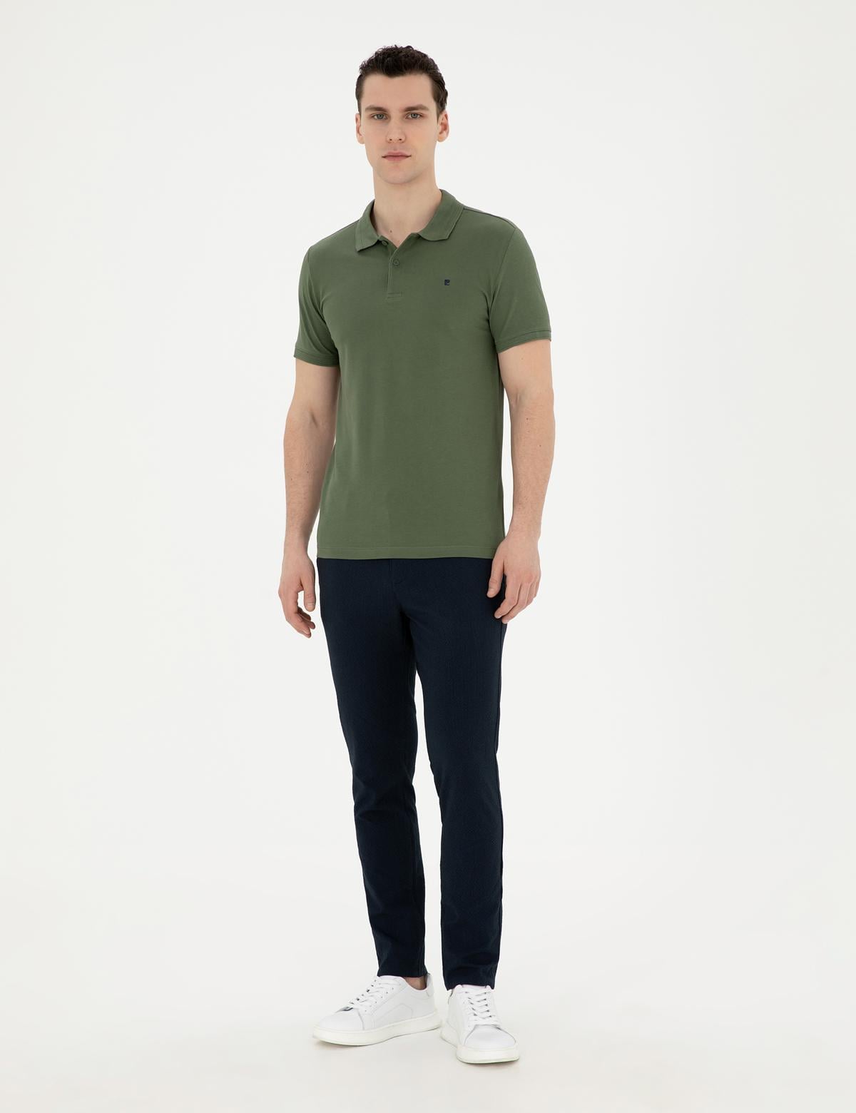 Haki Slim Fit %100 Pamuk Polo Yaka Basic Tişört - 50291625043