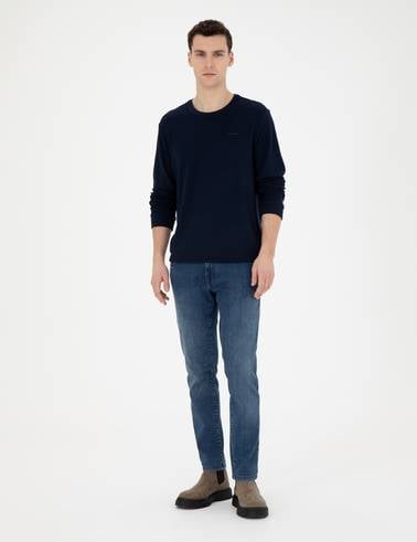 Koyu Lacivert Regular Fit Sweatshirt