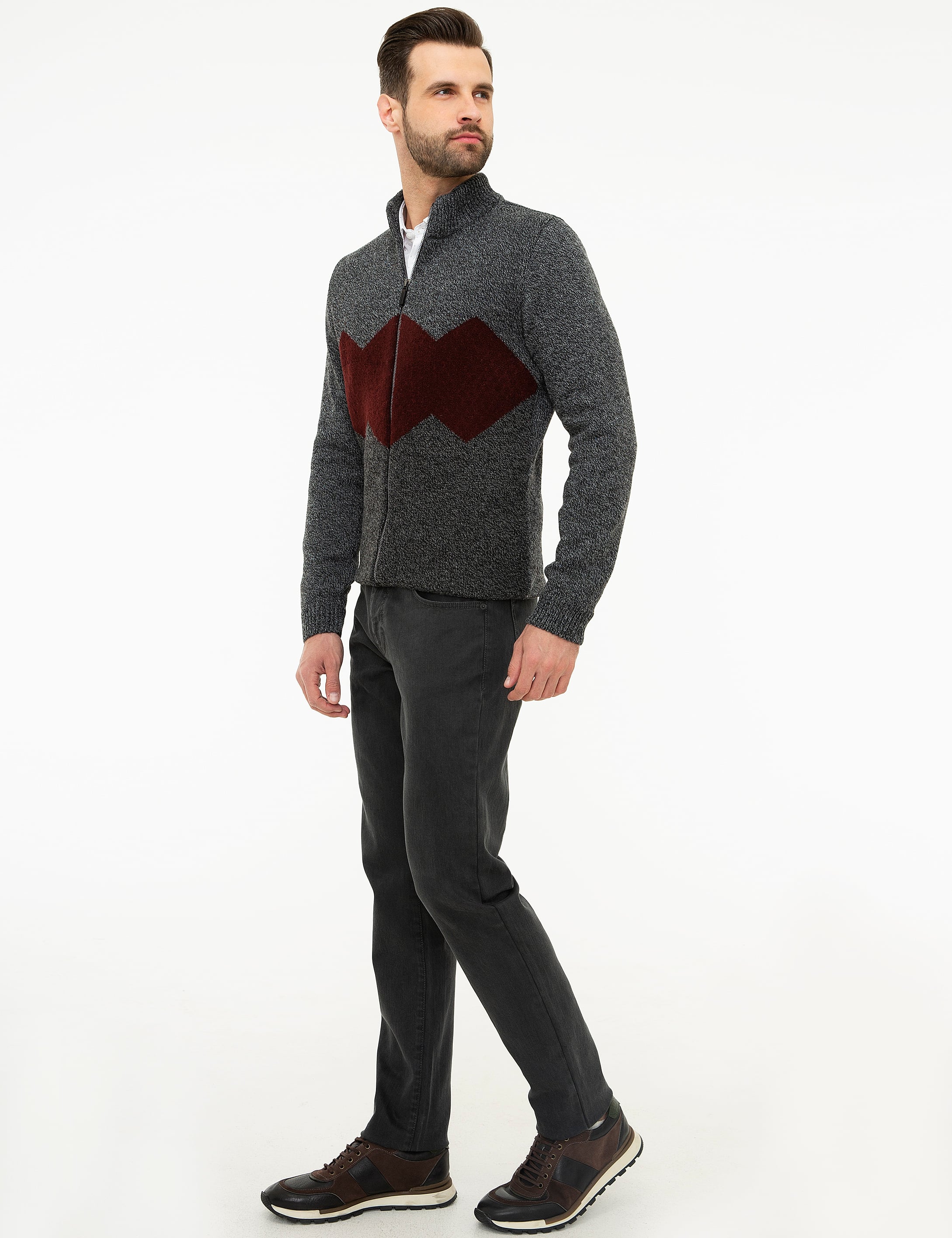 Antrasit Slim Fit Denim Pantolon - Image 2