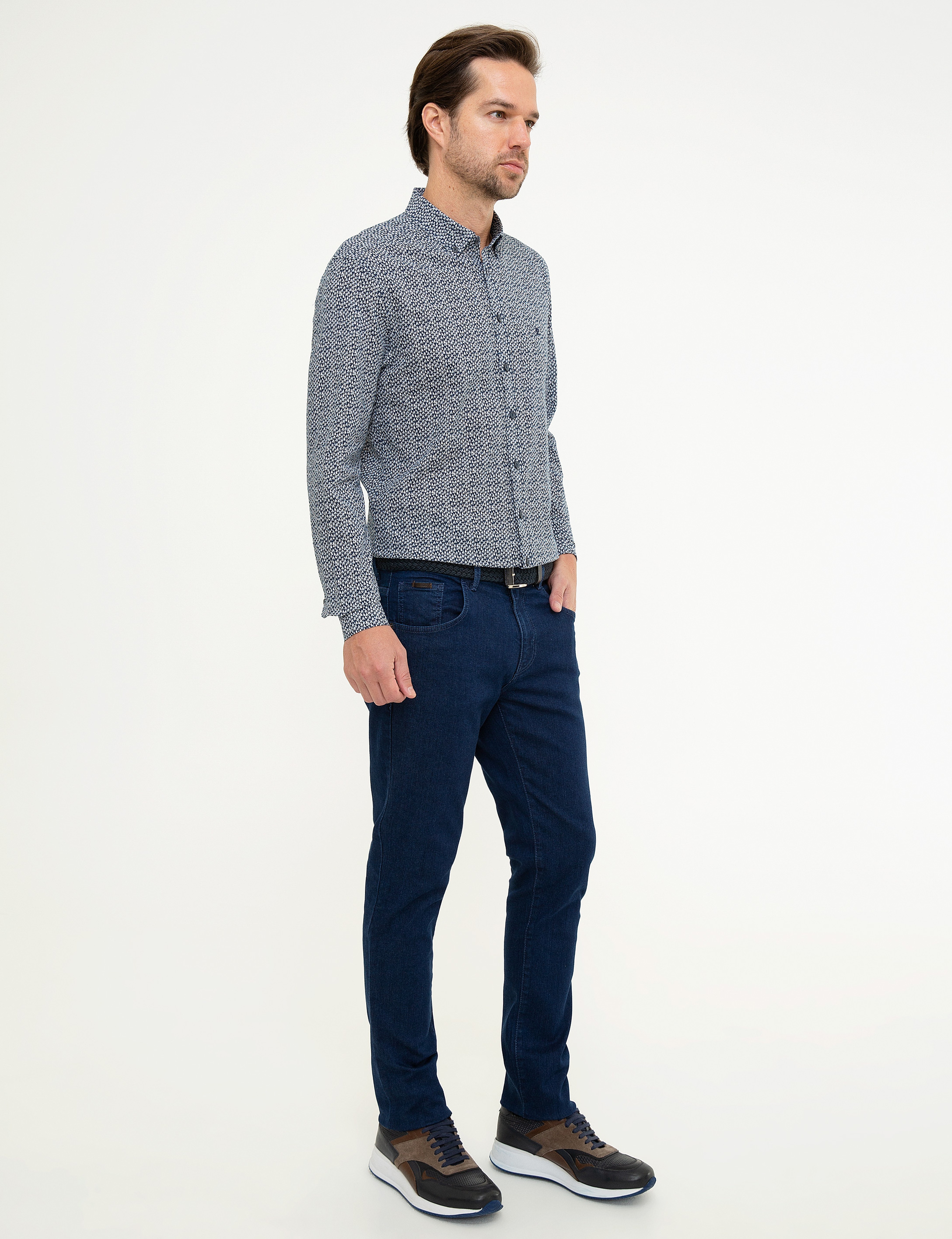 Lacivert Slim Fit Denim Pantolon - Image 2
