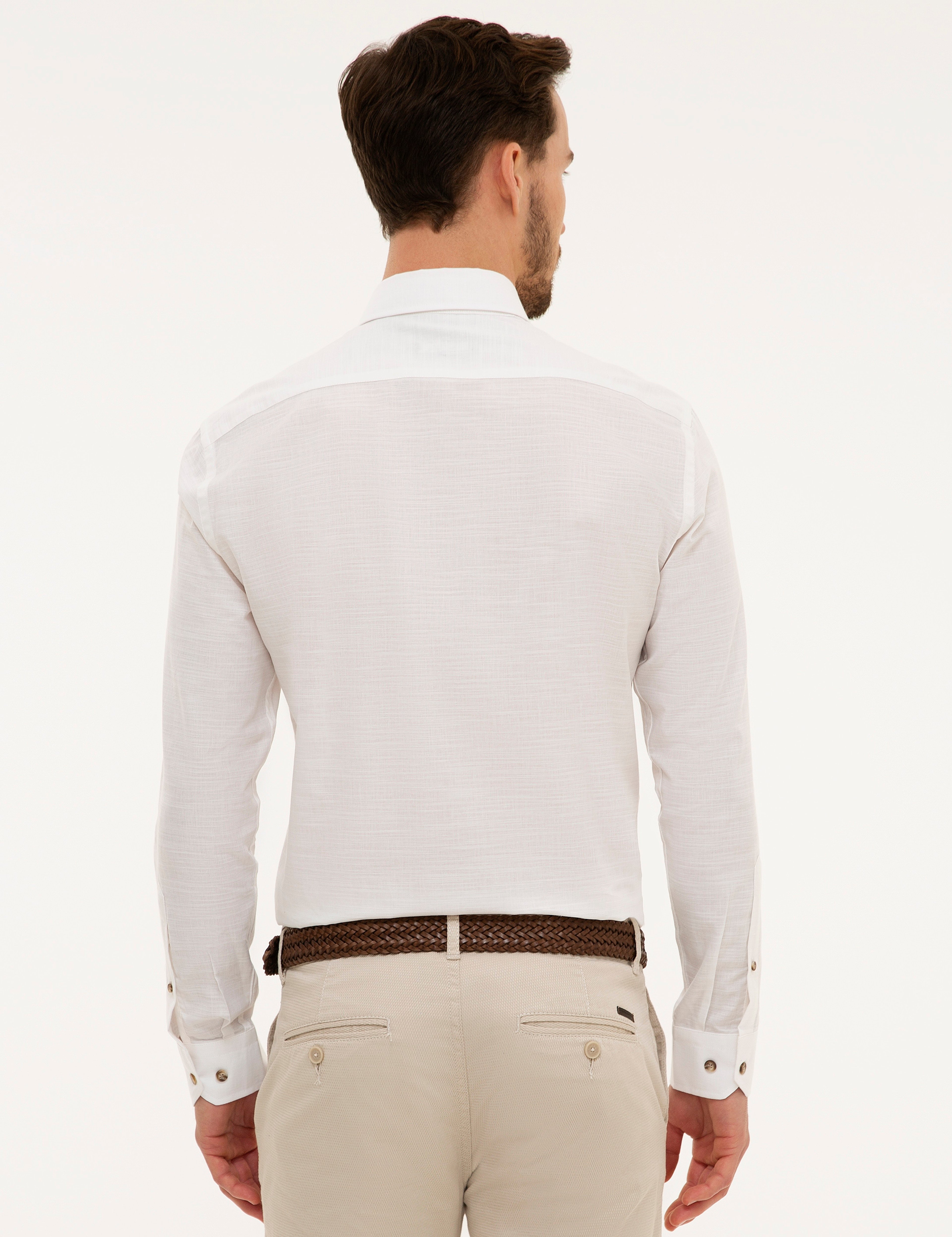 Beyaz Slim Fit Gömlek - Image 3