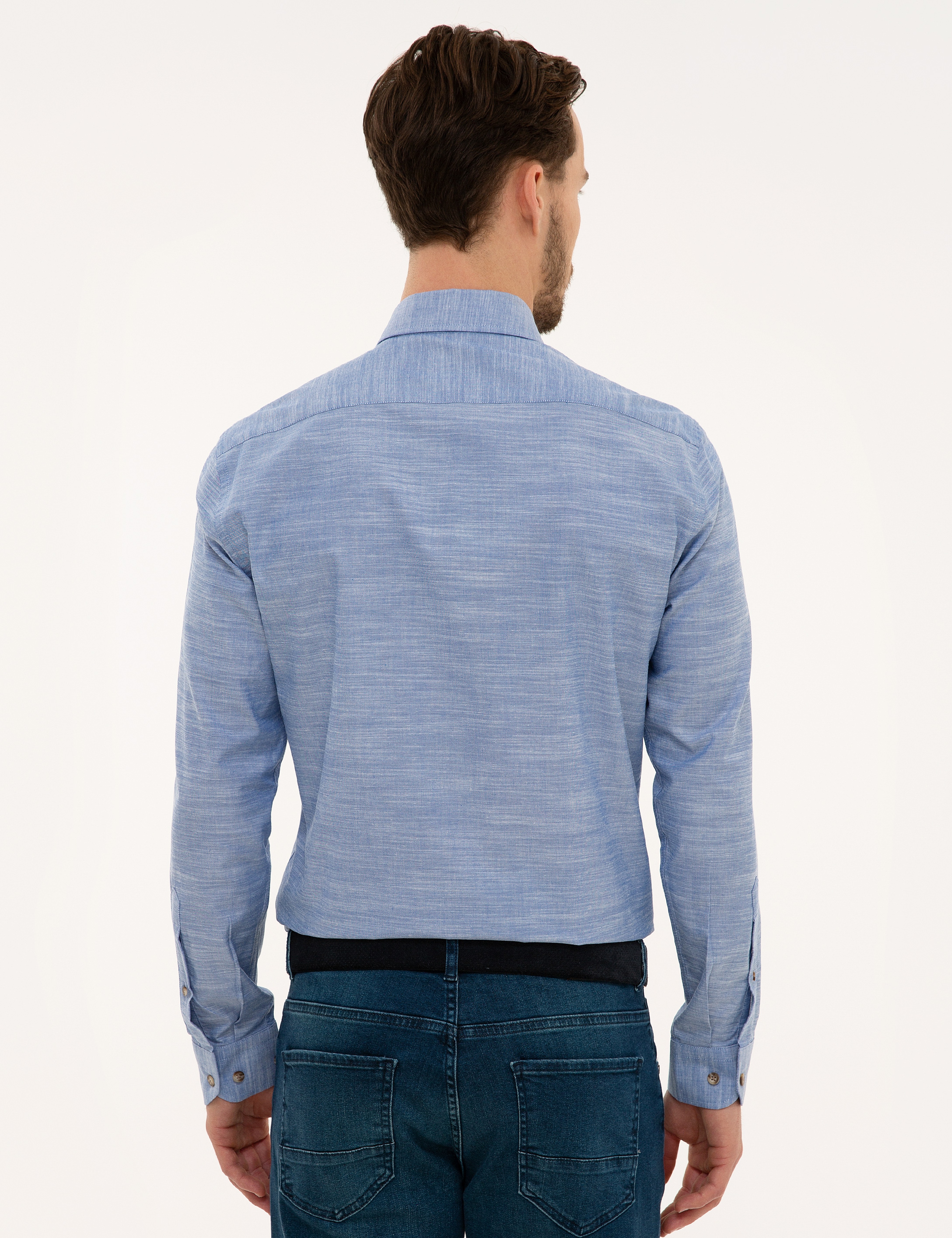 Mavi Slim Fit Gömlek - Image 3