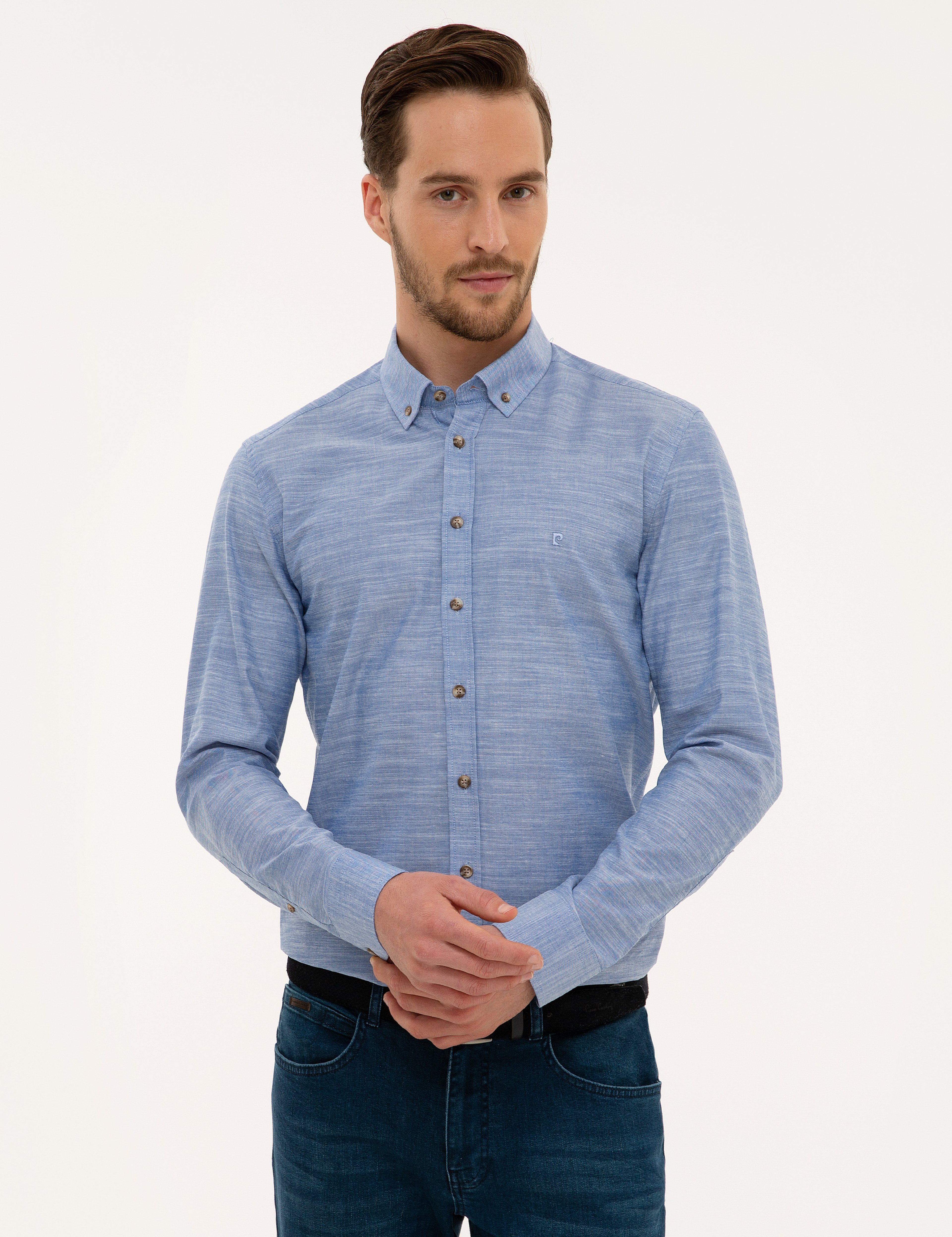 Mavi Slim Fit Gömlek - Image 2