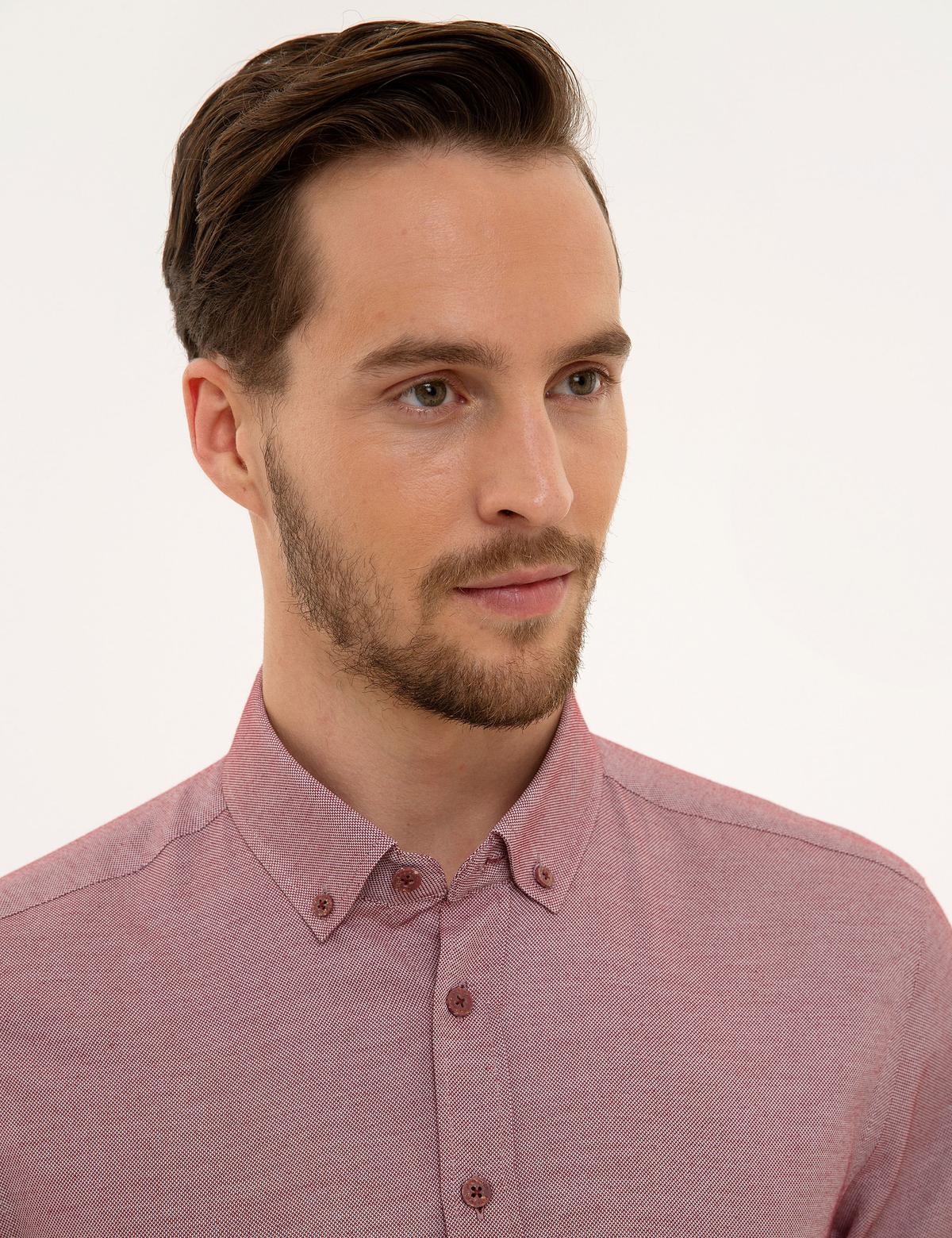 Bordo Slim Fit Oxford Gömlek - 50227391023