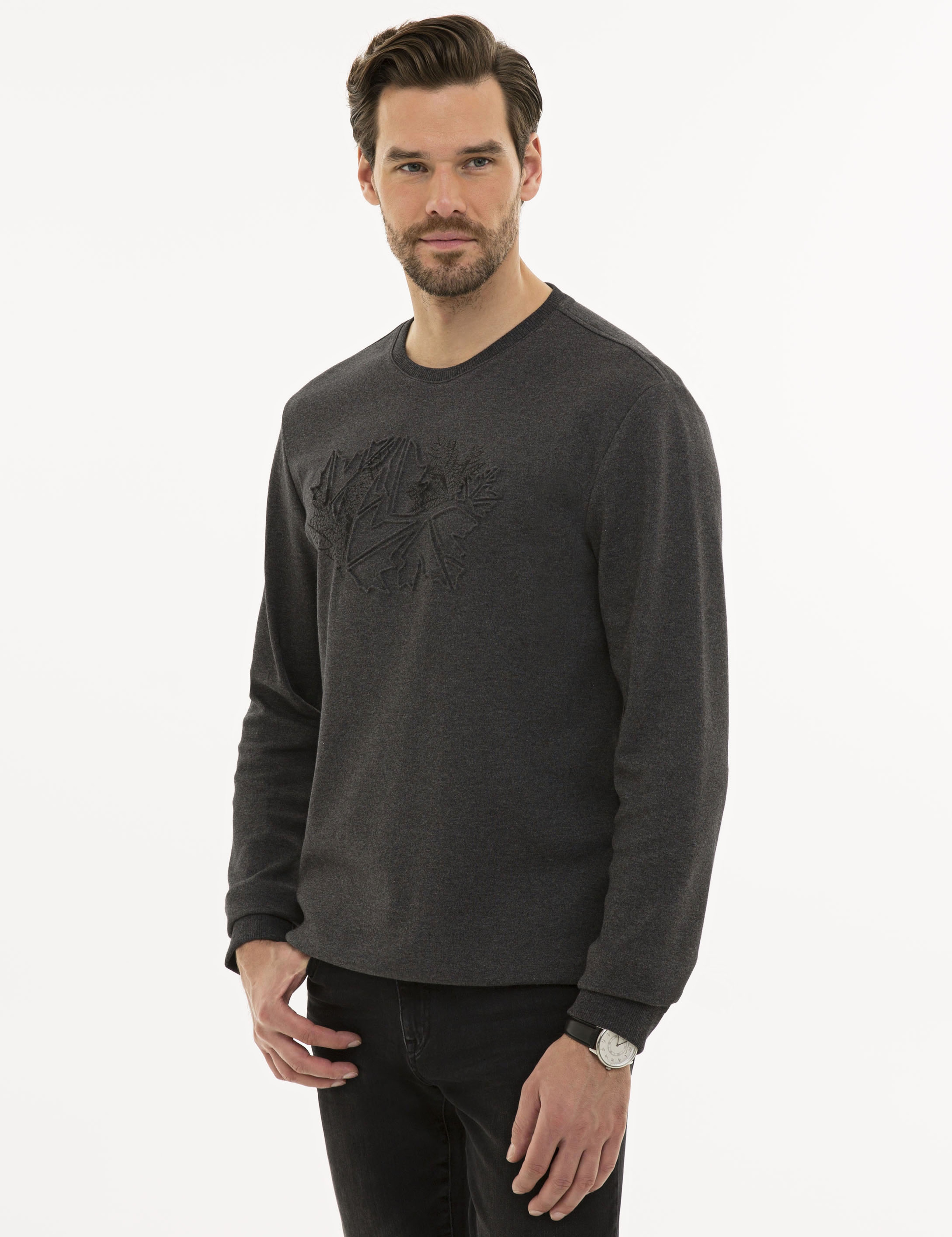 Antrasit Melanj Standart Fit Sweatshirt - Image 3