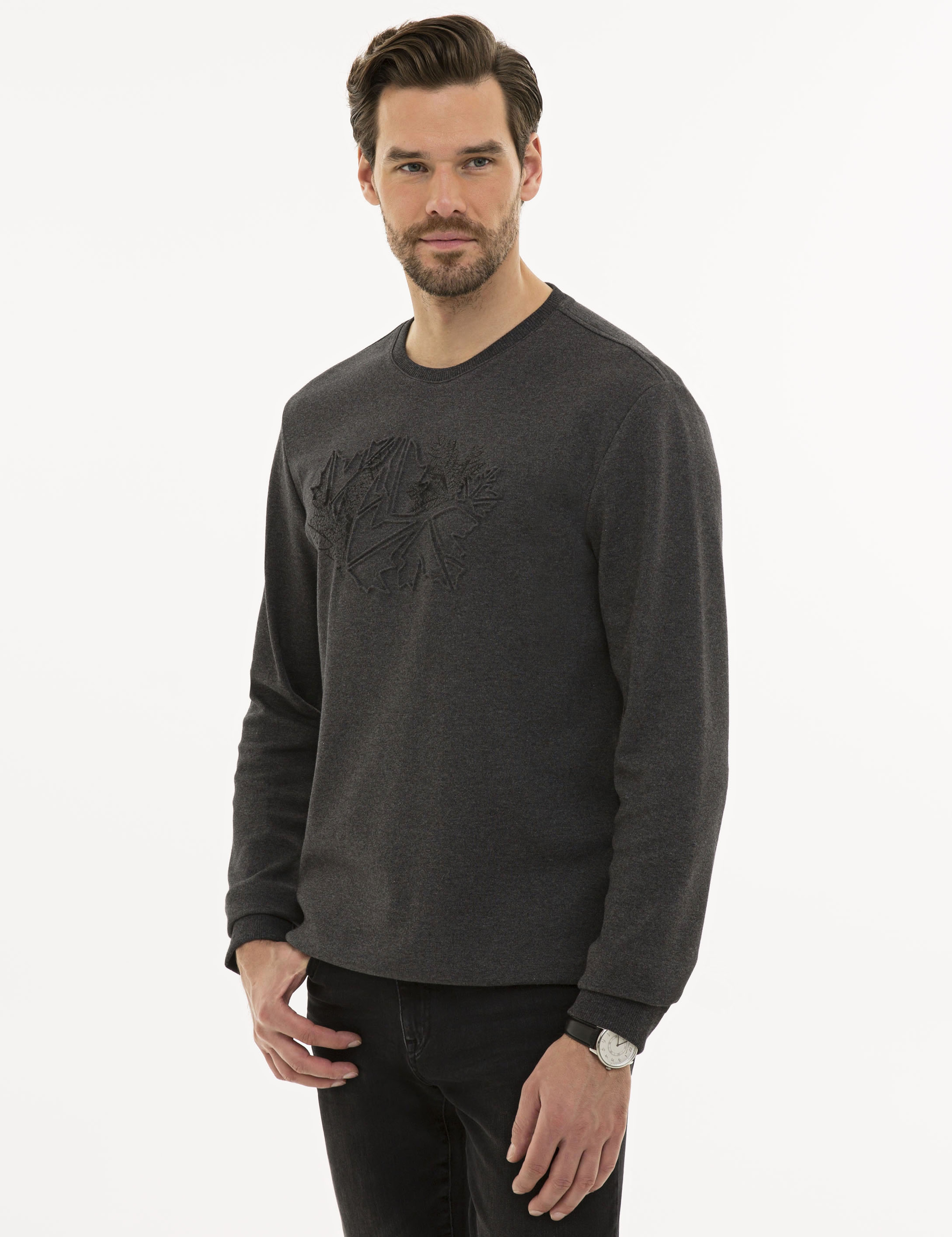 Antrasit Melanj Standart Fit Sweatshirt
