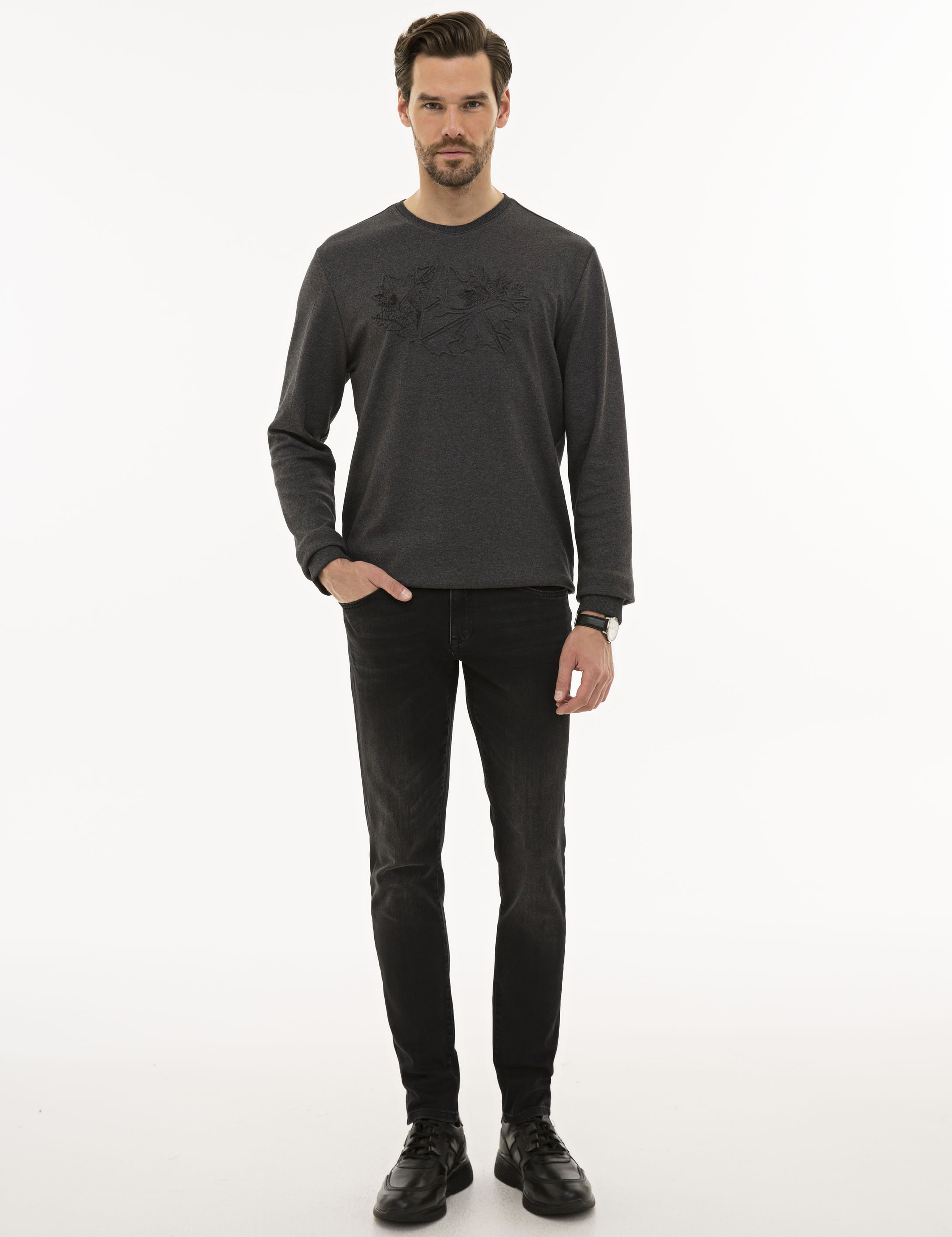 Antrasit Melanj Standart Fit Sweatshirt - Image 5