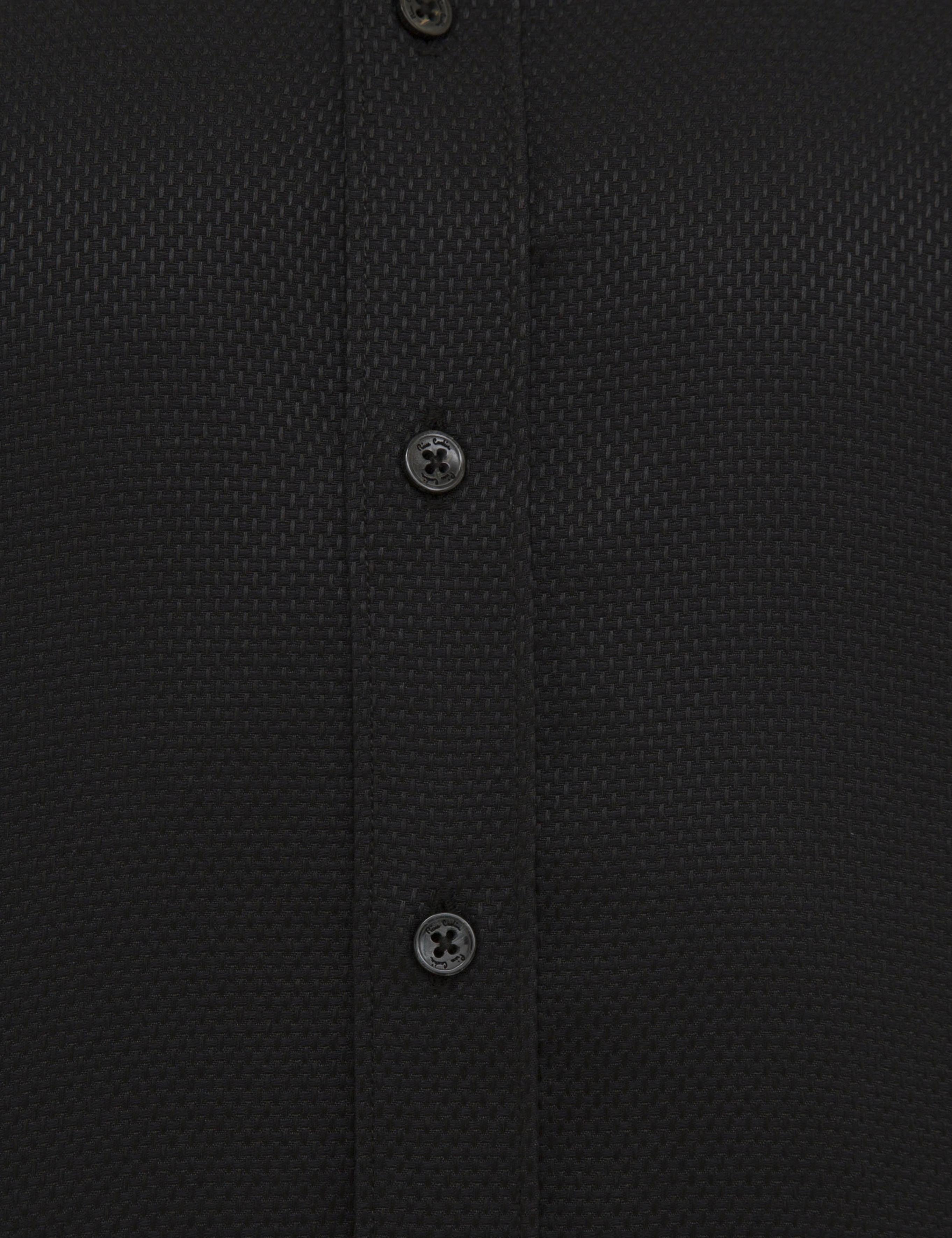 Siyah Slim Fit Armürlü Gömlek