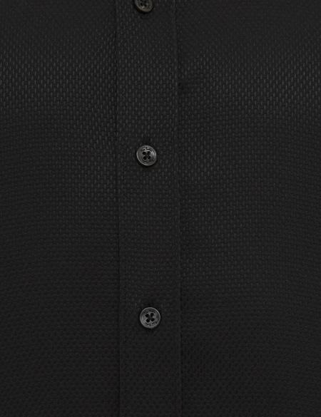 Siyah Slim Fit Armürlü Gömlek - 50233547026