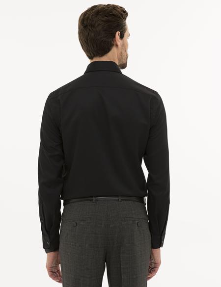 Siyah Slim Fit Armürlü Gömlek - 50233547026