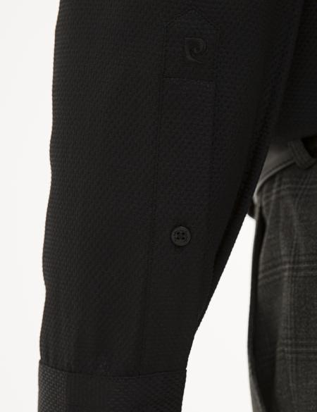 Siyah Slim Fit Armürlü Gömlek - 50233547026