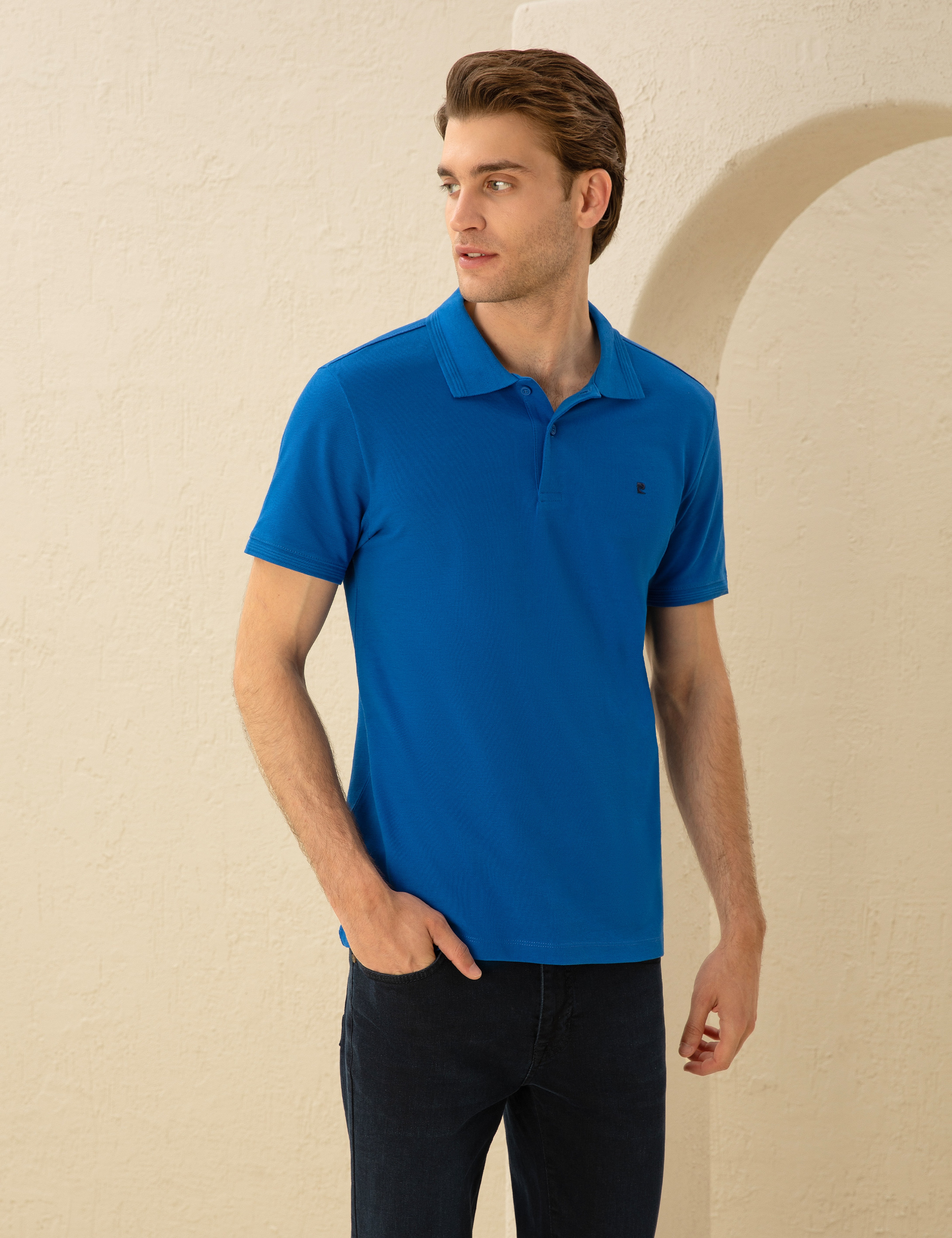 Sax Slim Fit %100 Pamuk Düğmeli Polo Yaka Basic Tişört - Image 1