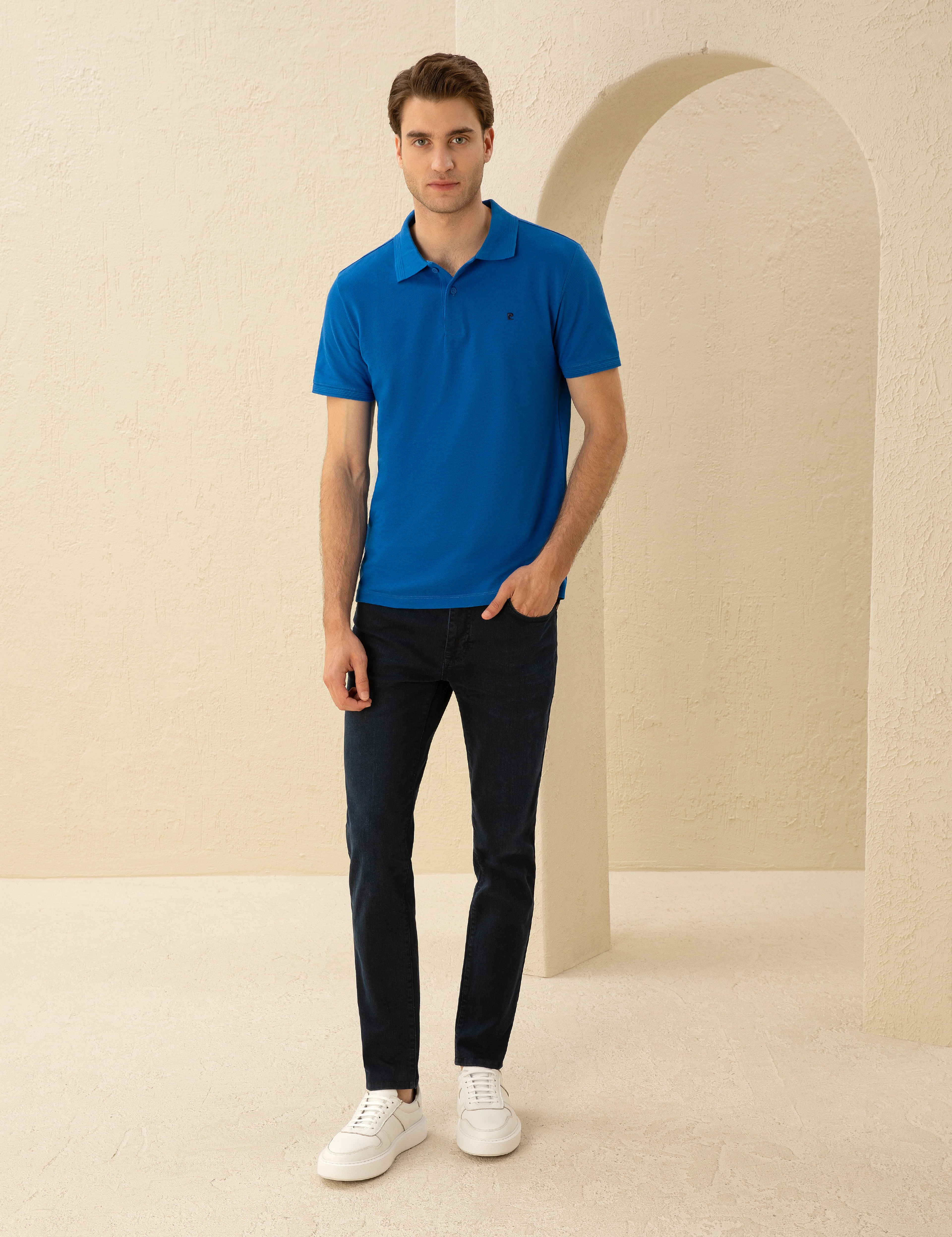 Sax Slim Fit %100 Pamuk Düğmeli Polo Yaka Basic Tişört - Image 4