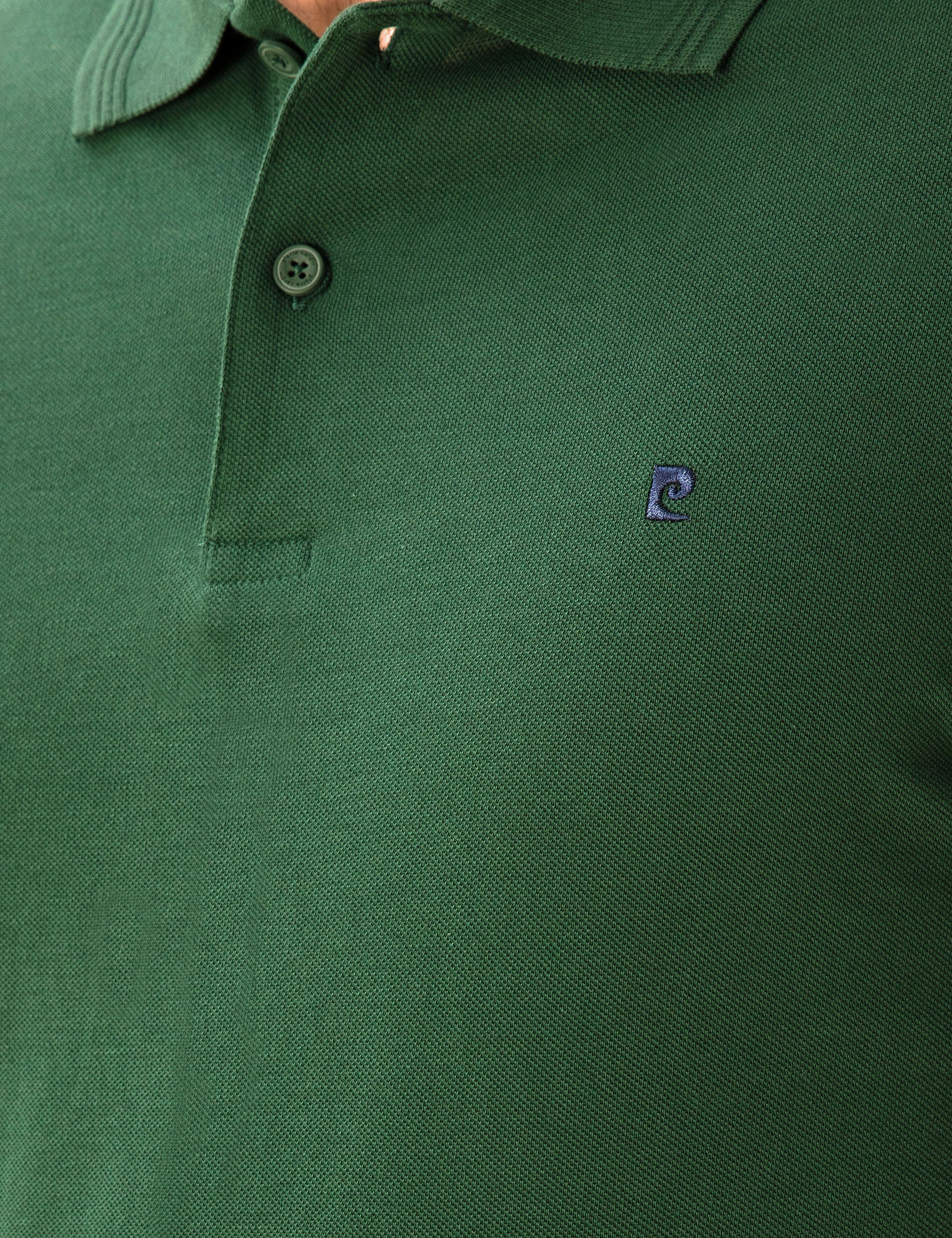 Koyu Yeşil Slim Fit %100 Pamuk Düğmeli Polo Yaka Basic Tişört - Image 7