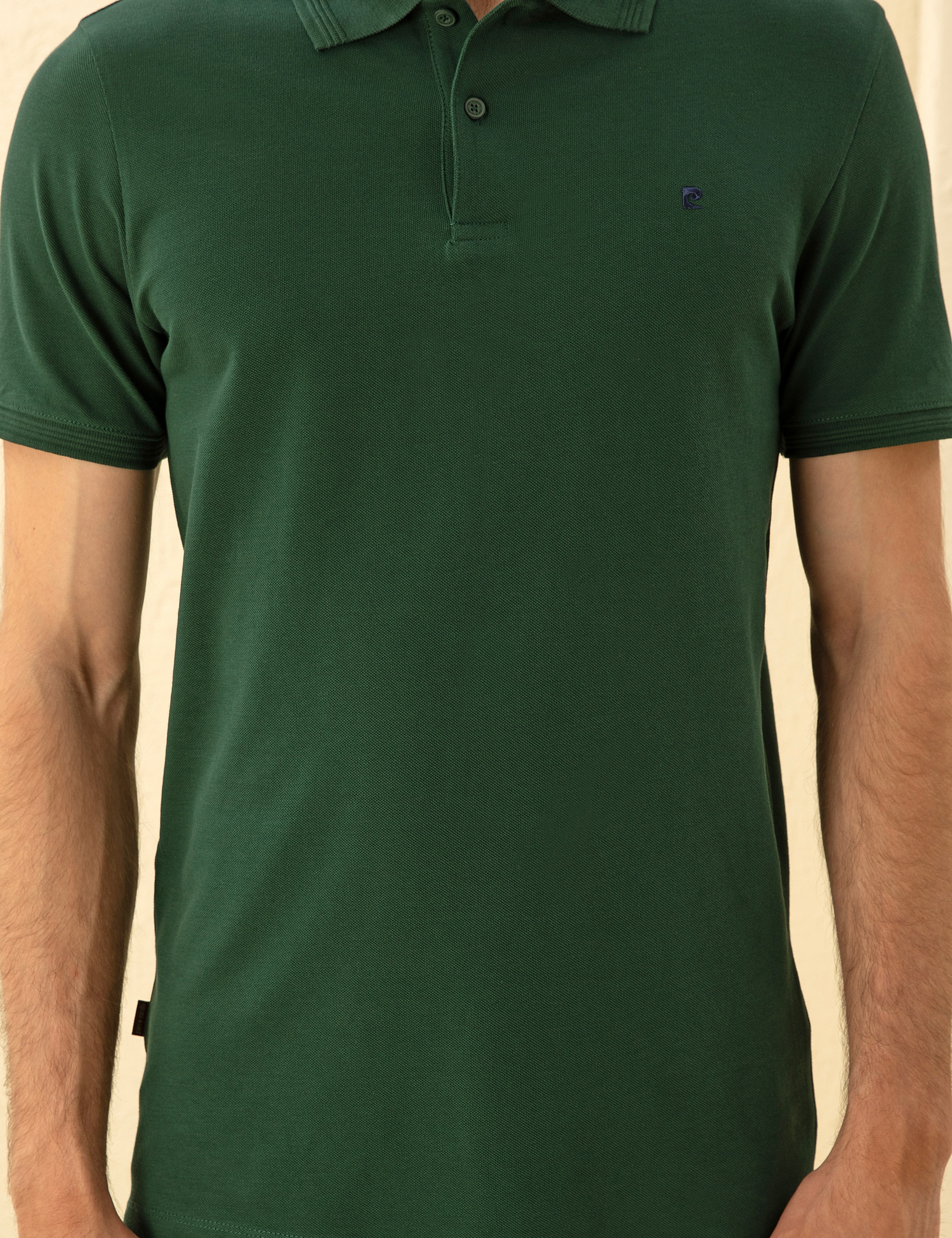 Koyu Yeşil Slim Fit %100 Pamuk Düğmeli Polo Yaka Basic Tişört - Image 6