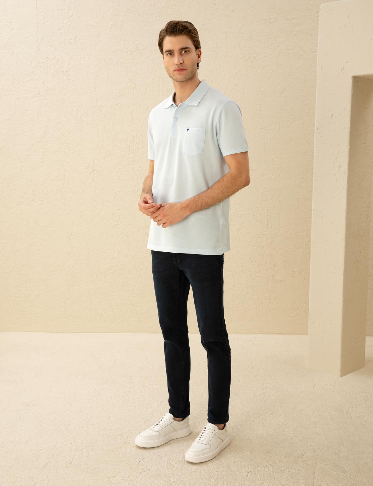 Açık Mavi Regular Fit Basic Tişört - 50291576098