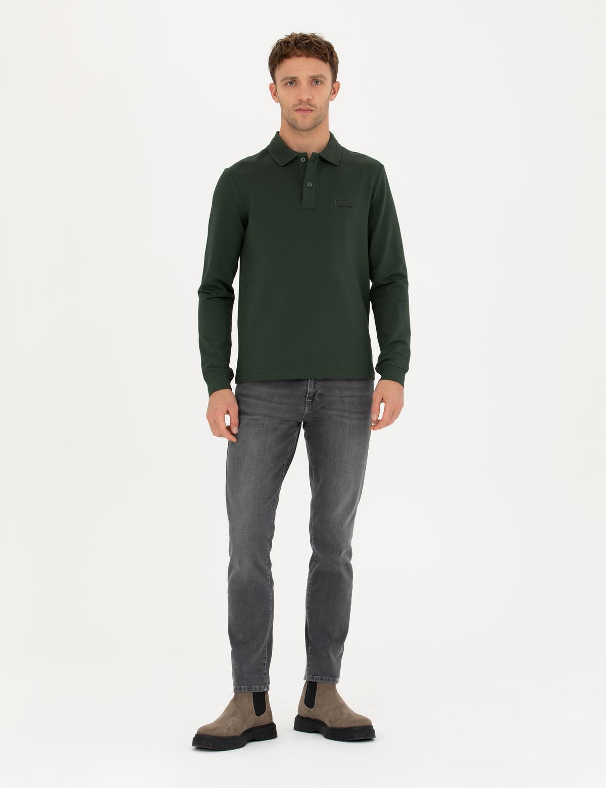 Koyu Yeşil Slim Fit Sweatshirt - 50279558040