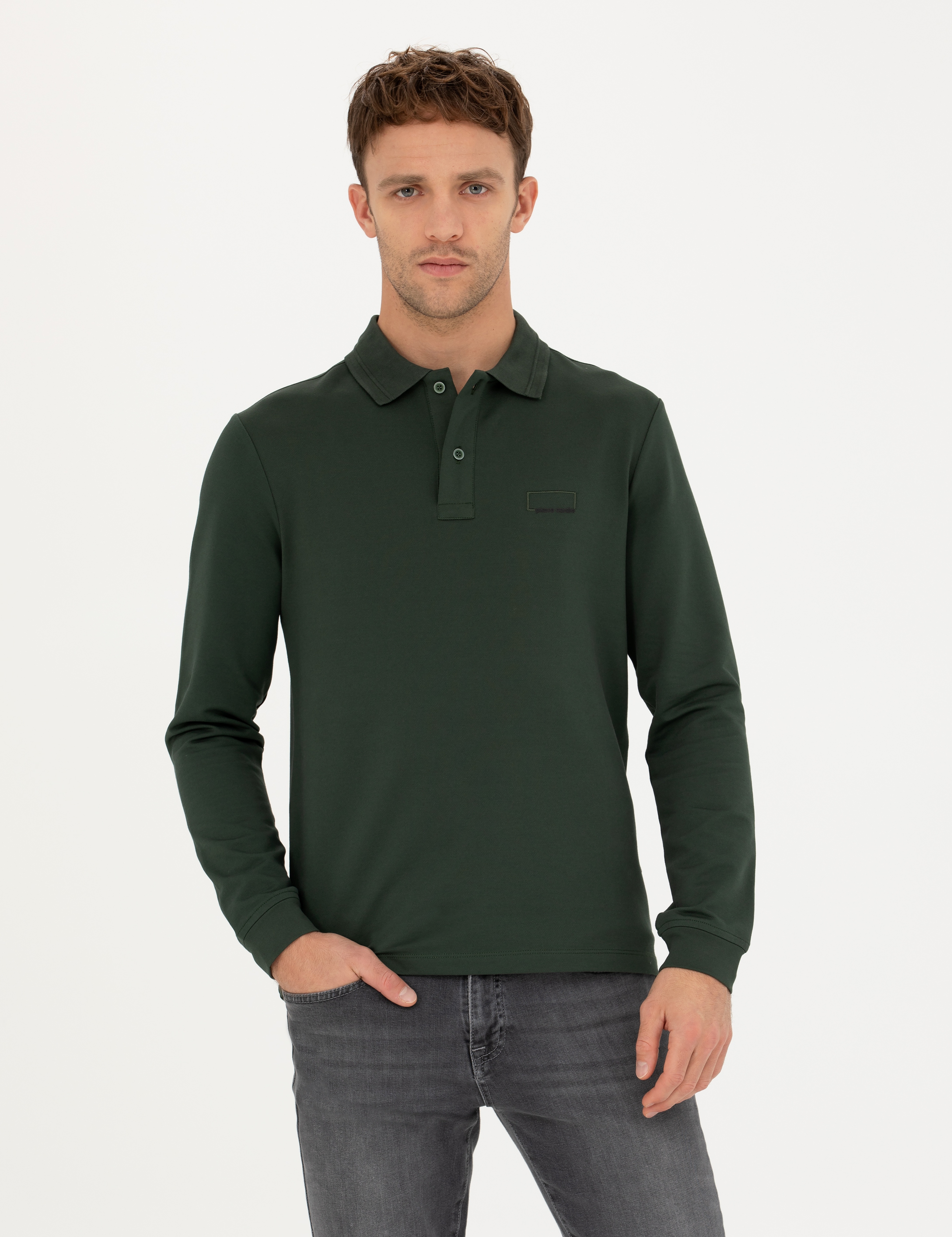Koyu Yeşil Slim Fit Sweatshirt - Image 1