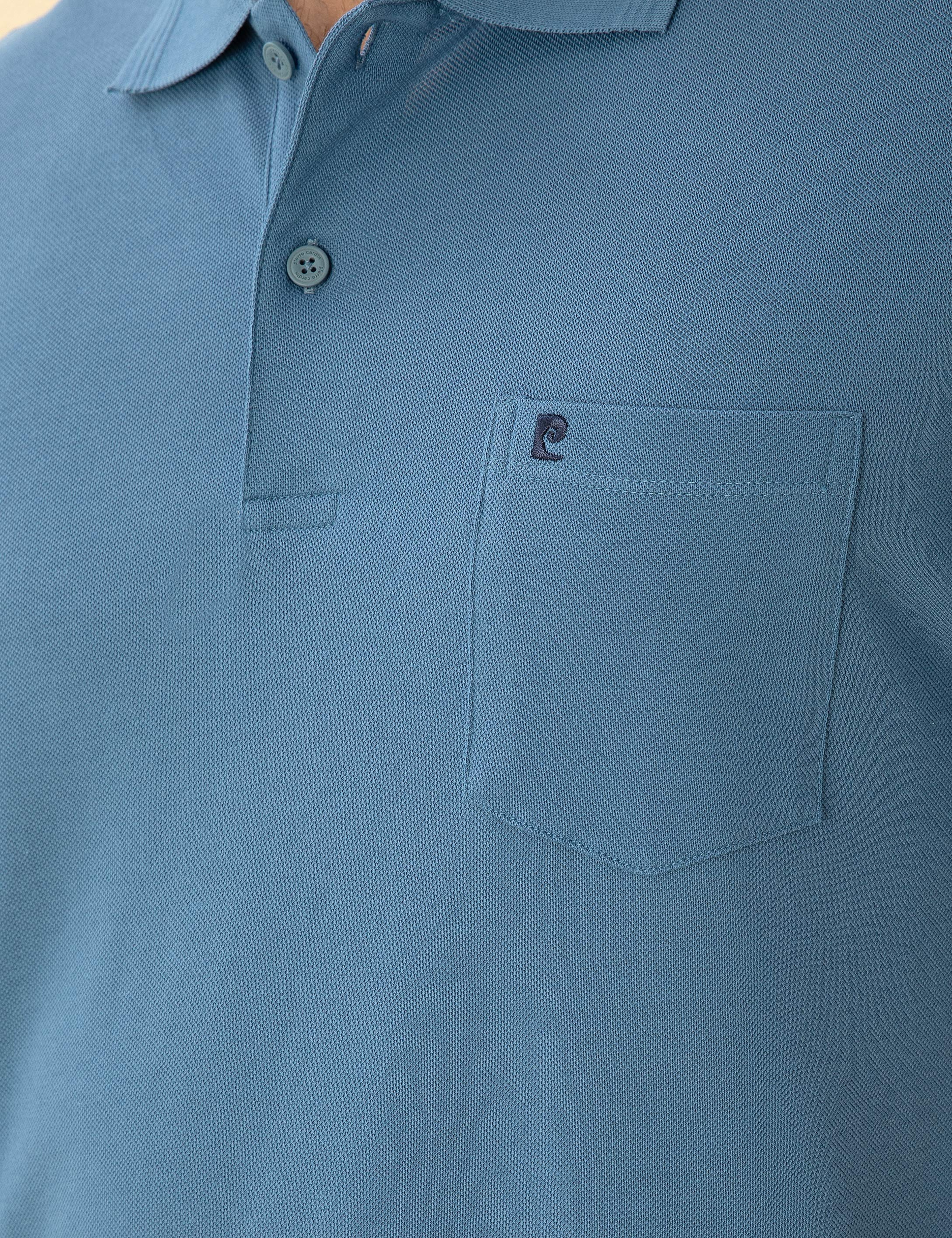 Koyu Mavi Regular Fit %100 Pamuk Cepli Düğmeli Polo Yaka Basic Tişört - Image 7