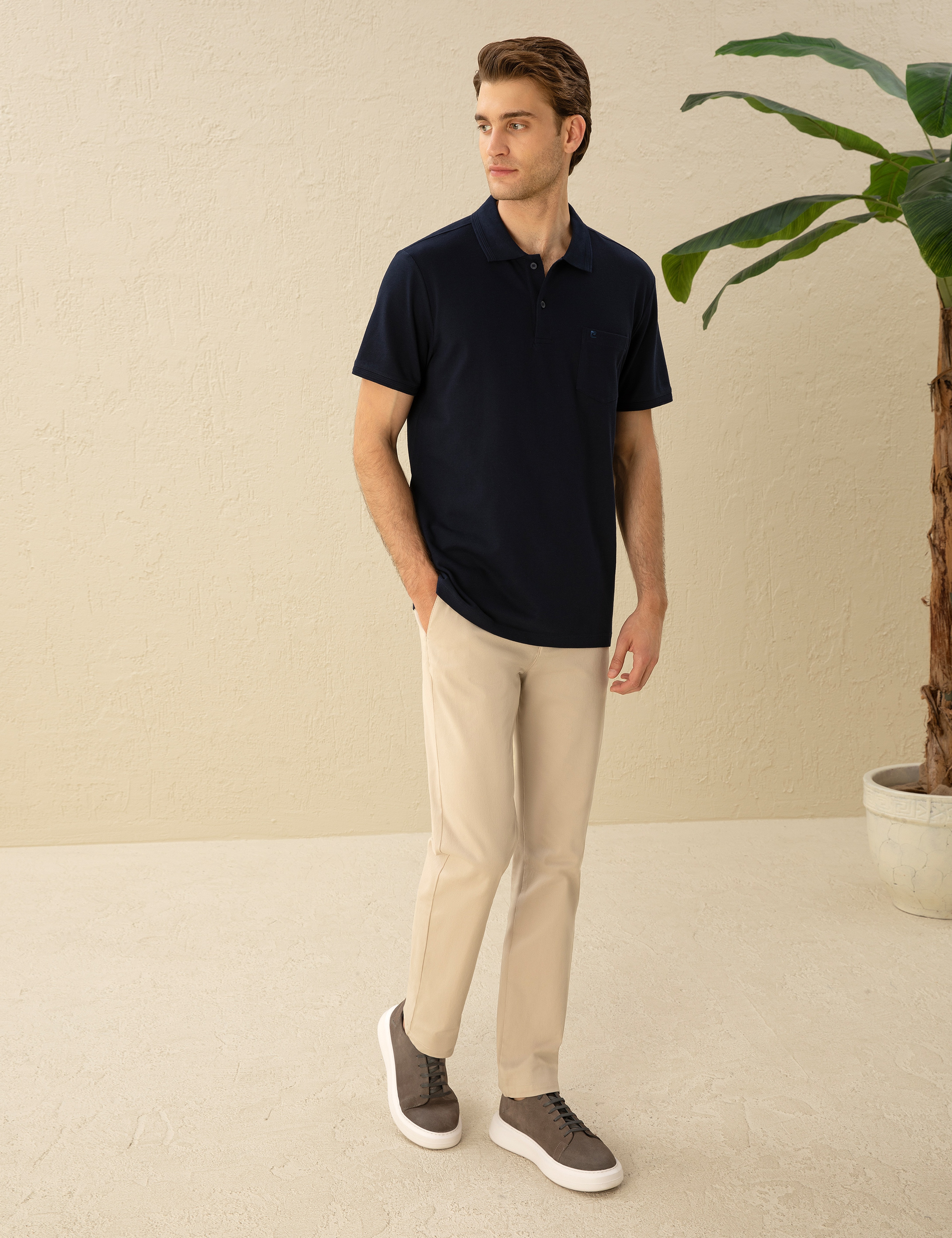 Lacivert Regular Fit Basic Tişört - Image 4