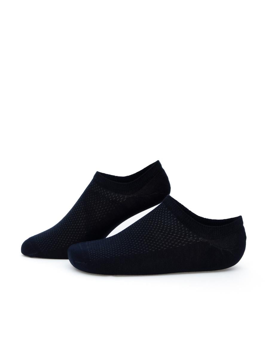 Erkek Bambu Karışımlı Lacivert Patik Desenli Çorap