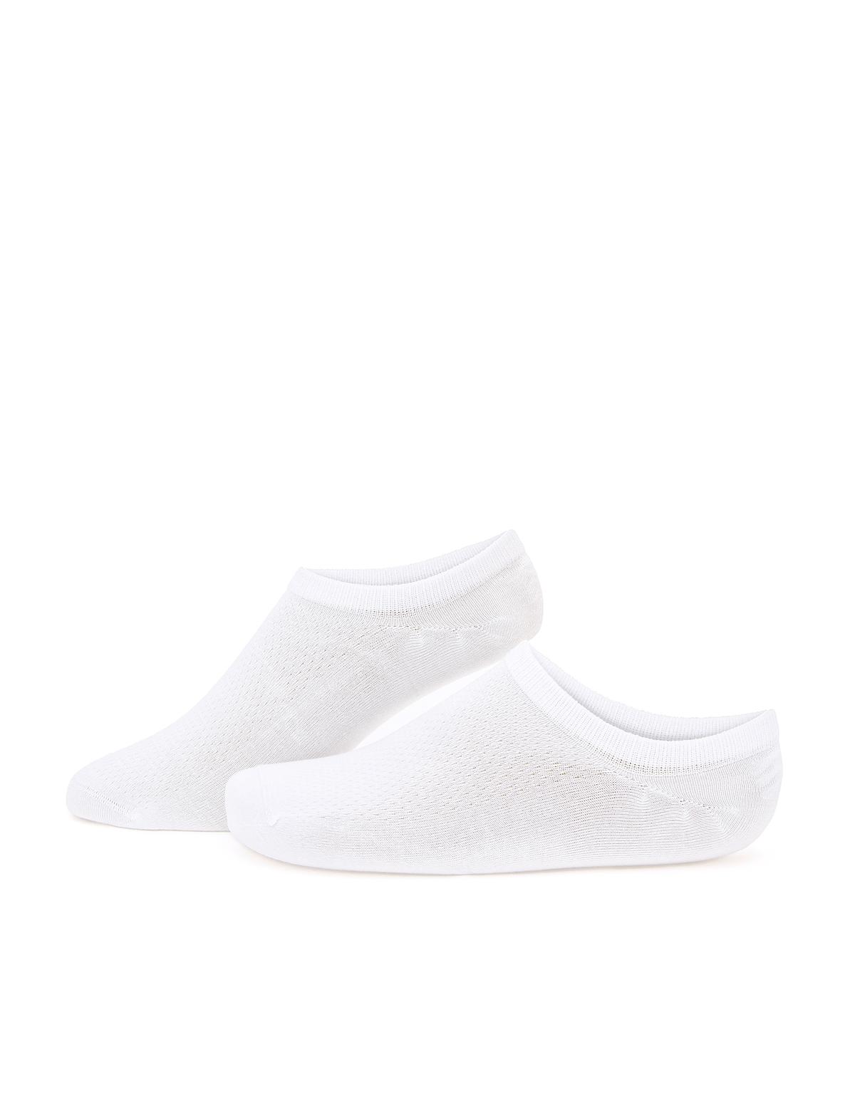 Erkek Bambu Karışımlı Beyaz Patik Desenli Çorap