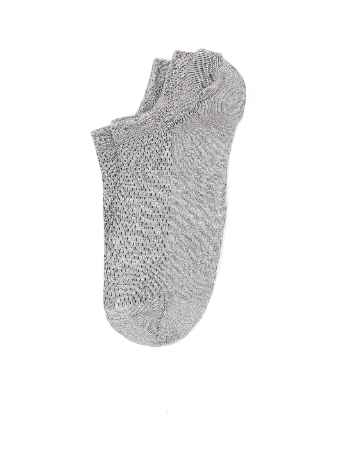 Erkek Bambu Karışımlı Gri Patik Desenli Çorap - 50291766002