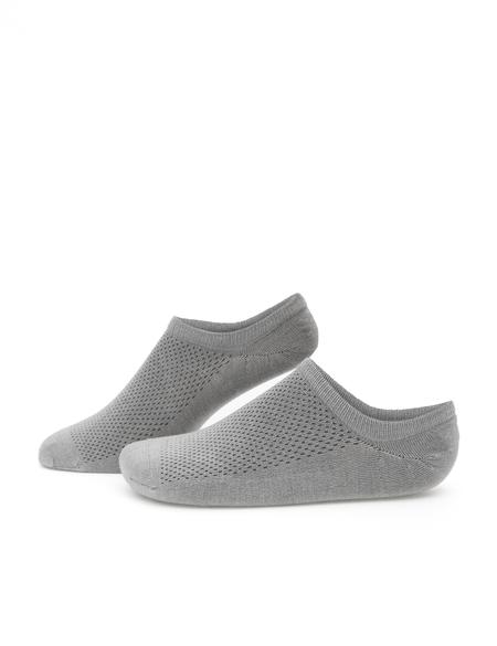 Erkek Bambu Karışımlı Gri Patik Desenli Çorap - 50291766002