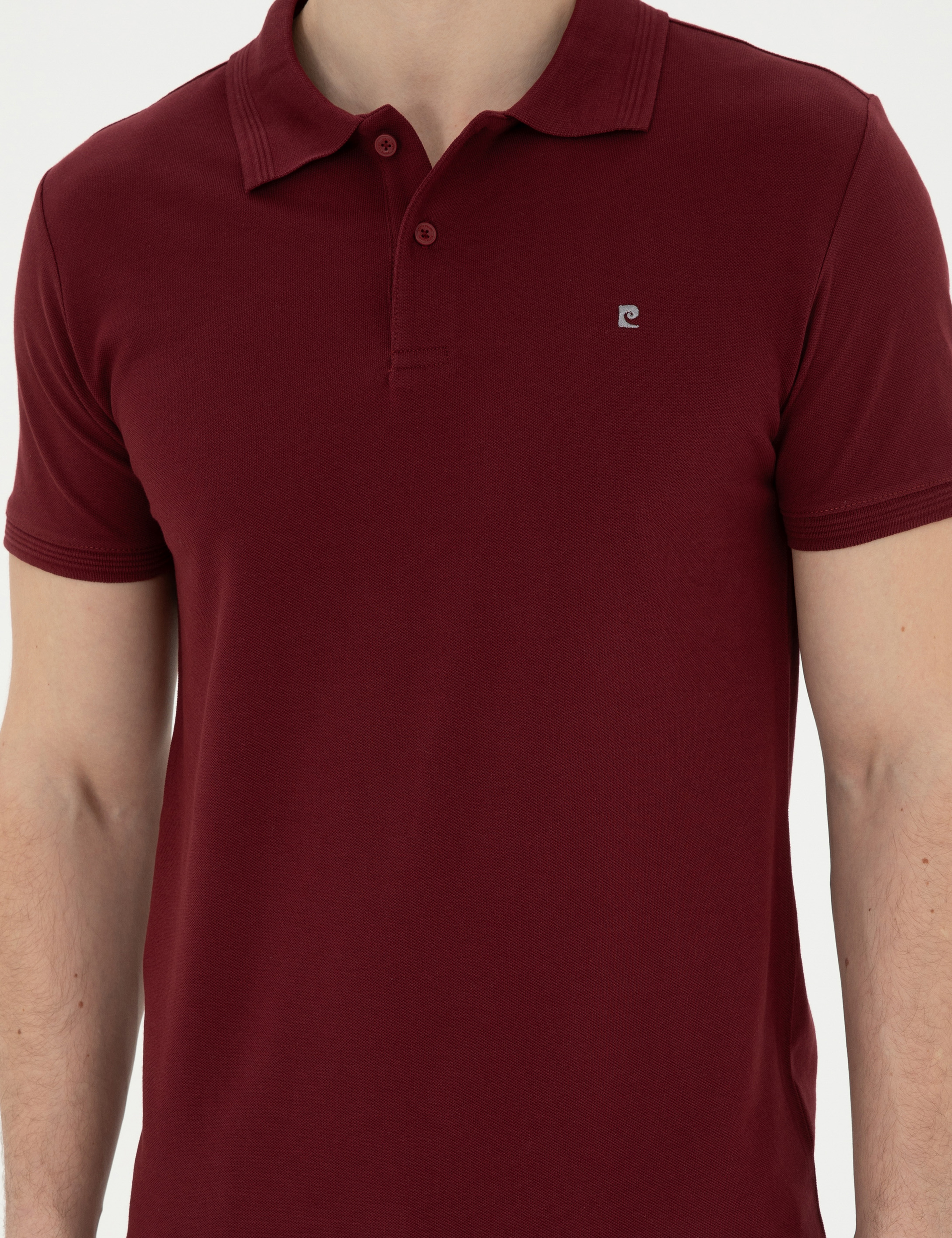 Bordo Slim Fit Basic Tişört - Image 6
