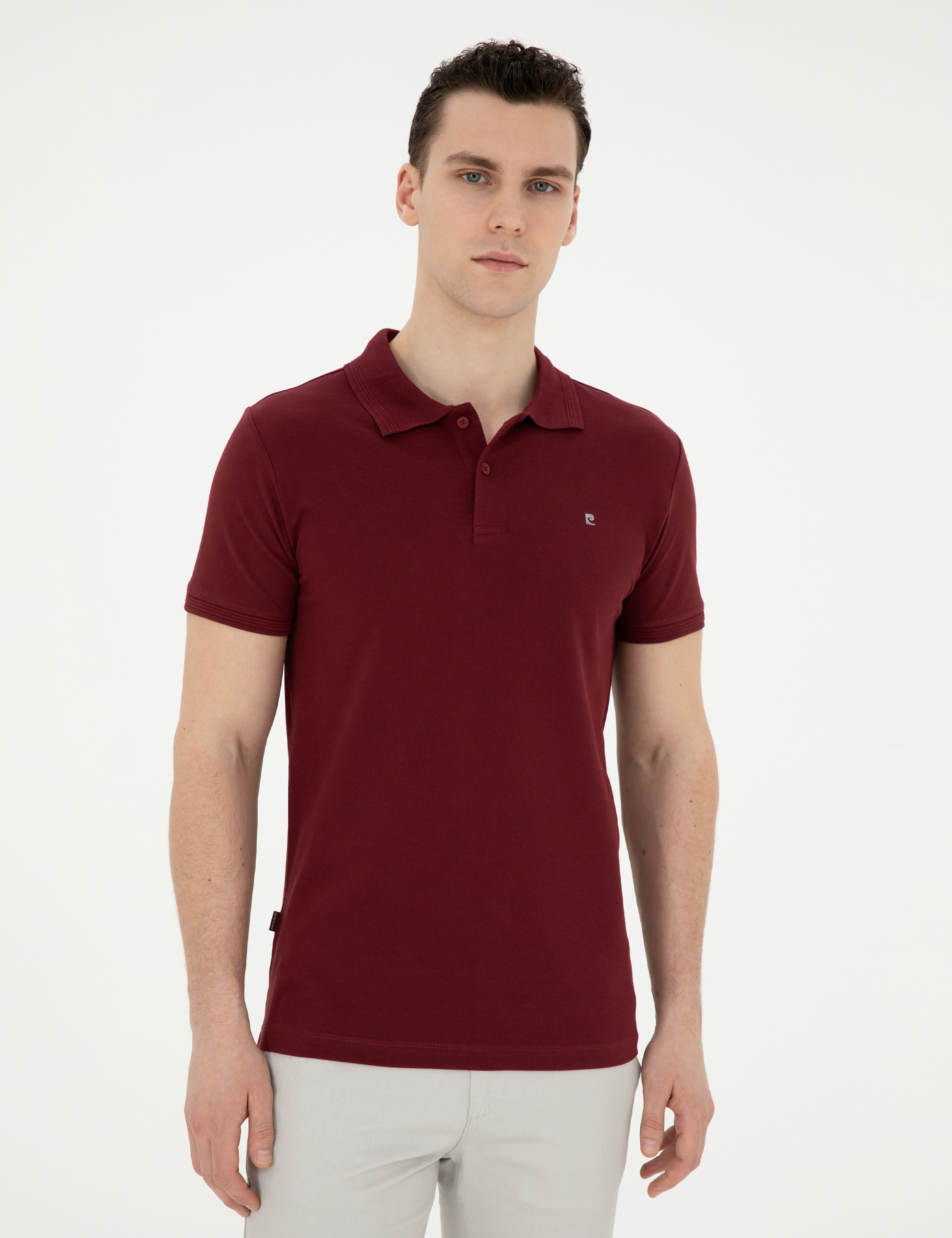 Bordo Slim Fit Basic Tişört - Image 3