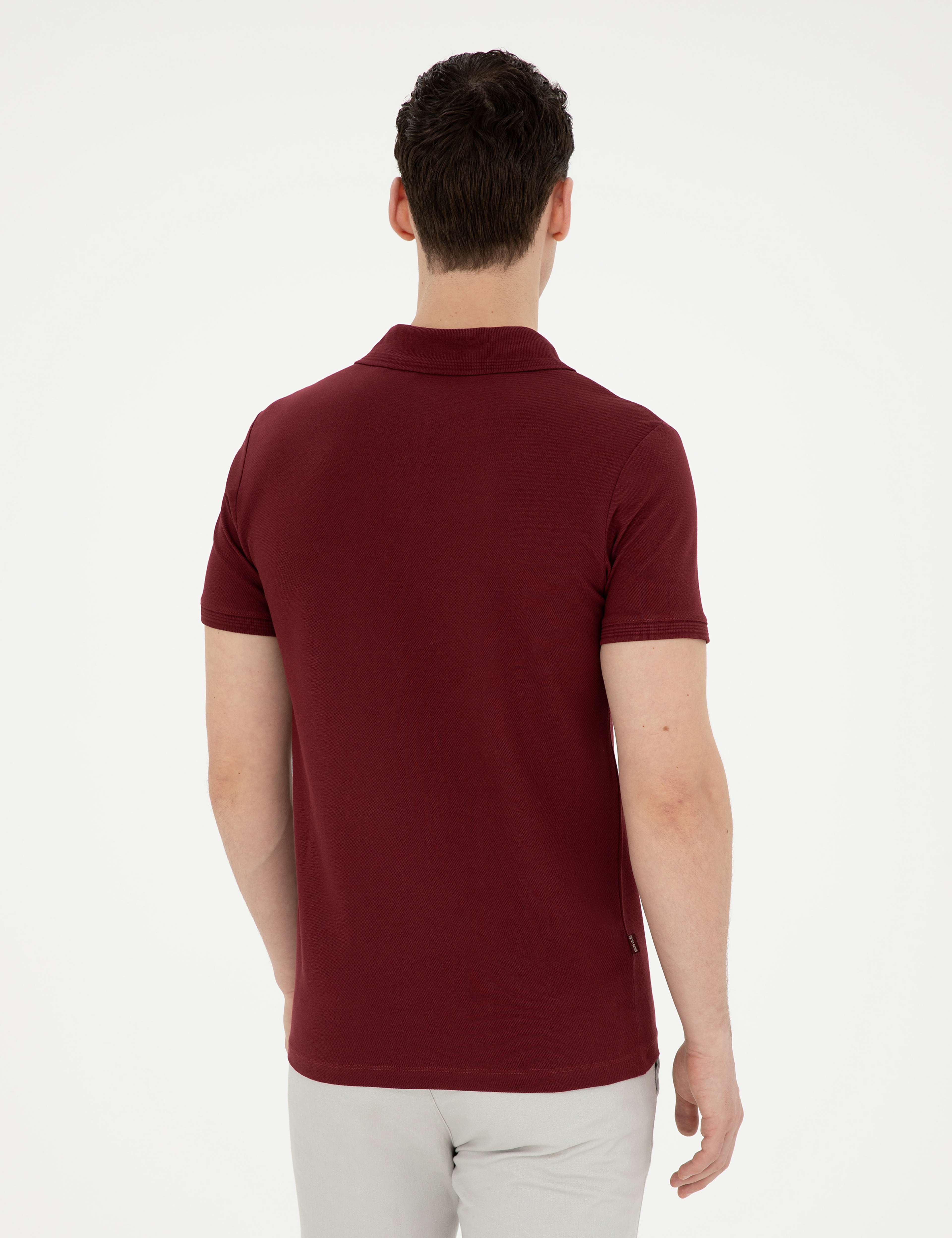 Bordo Slim Fit Basic Tişört - Image 5