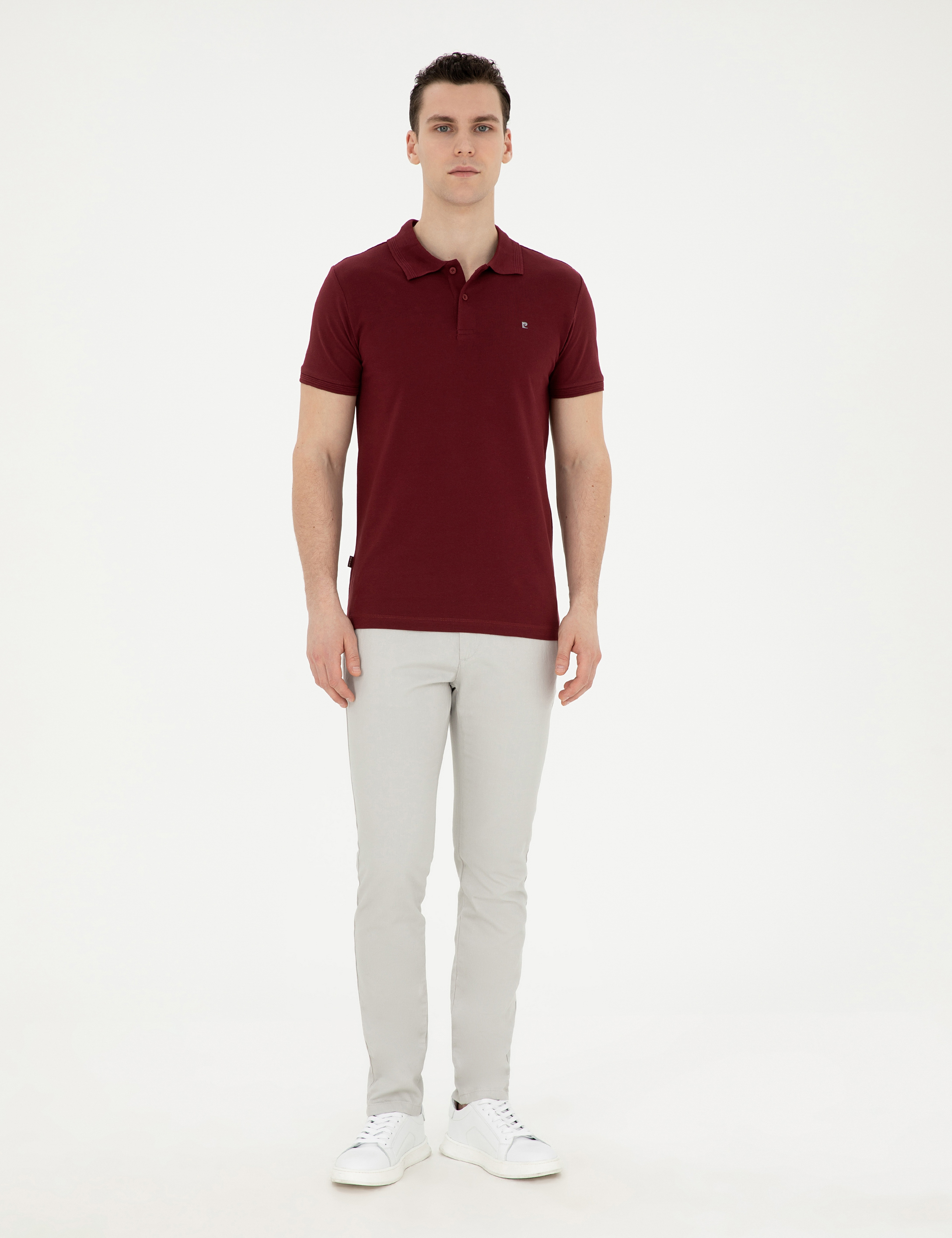 Bordo Slim Fit Basic Tişört - Image 4
