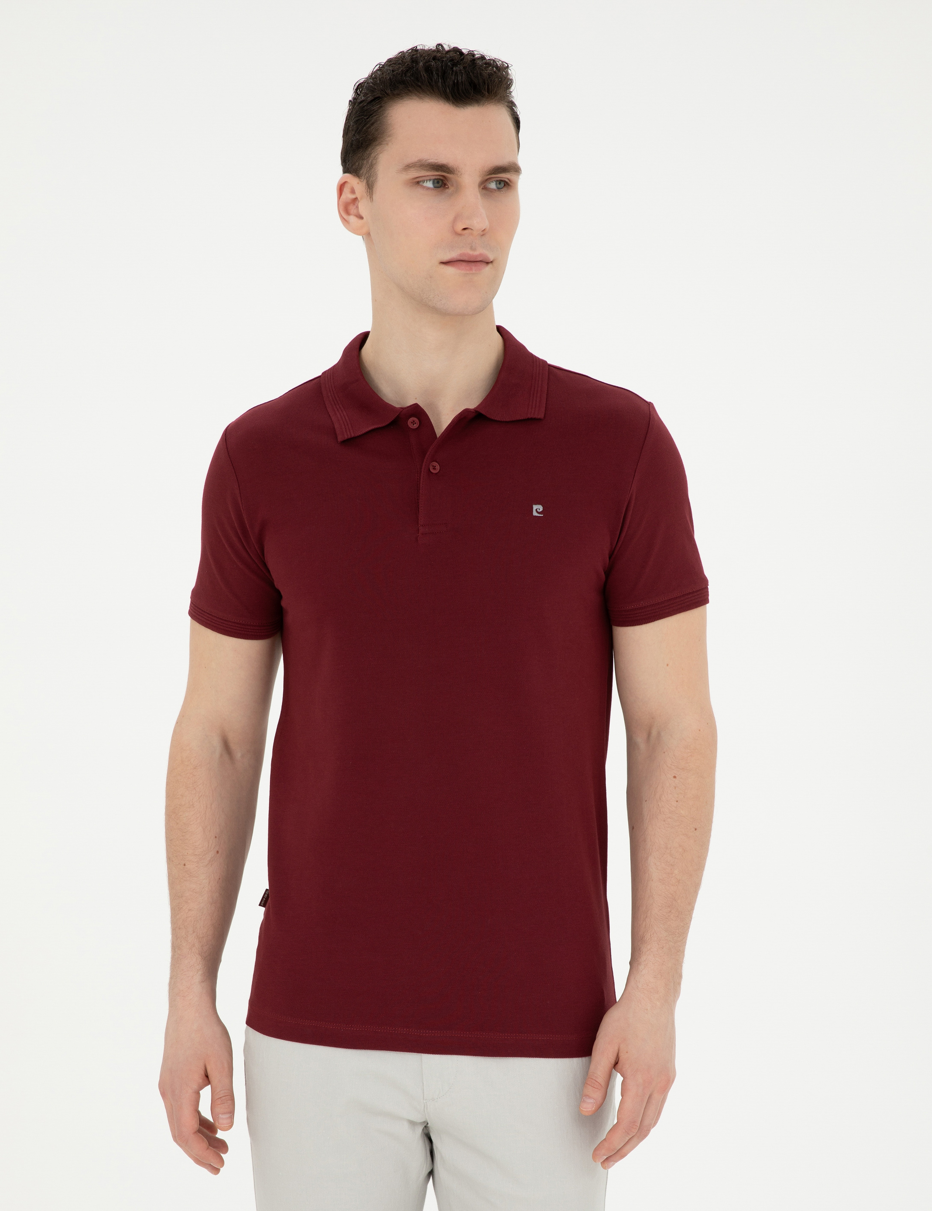 Bordo Slim Fit Basic Tişört - Image 1