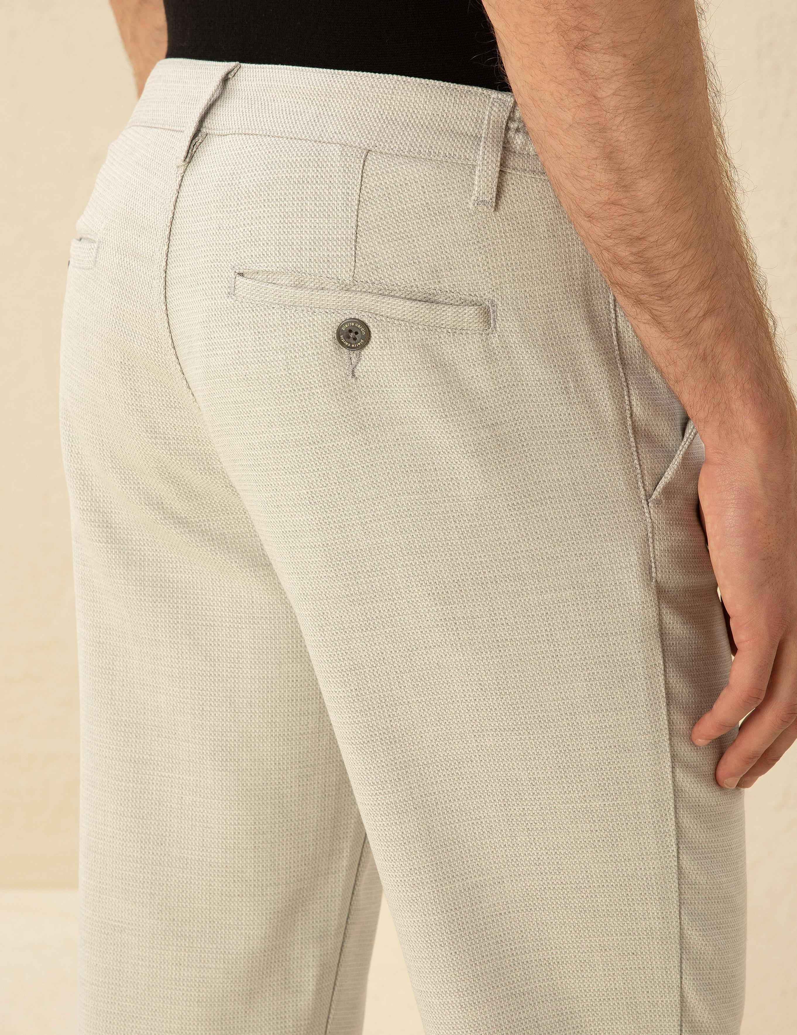 Gri Slim Fit Beli Lastikli Chino Pantolon