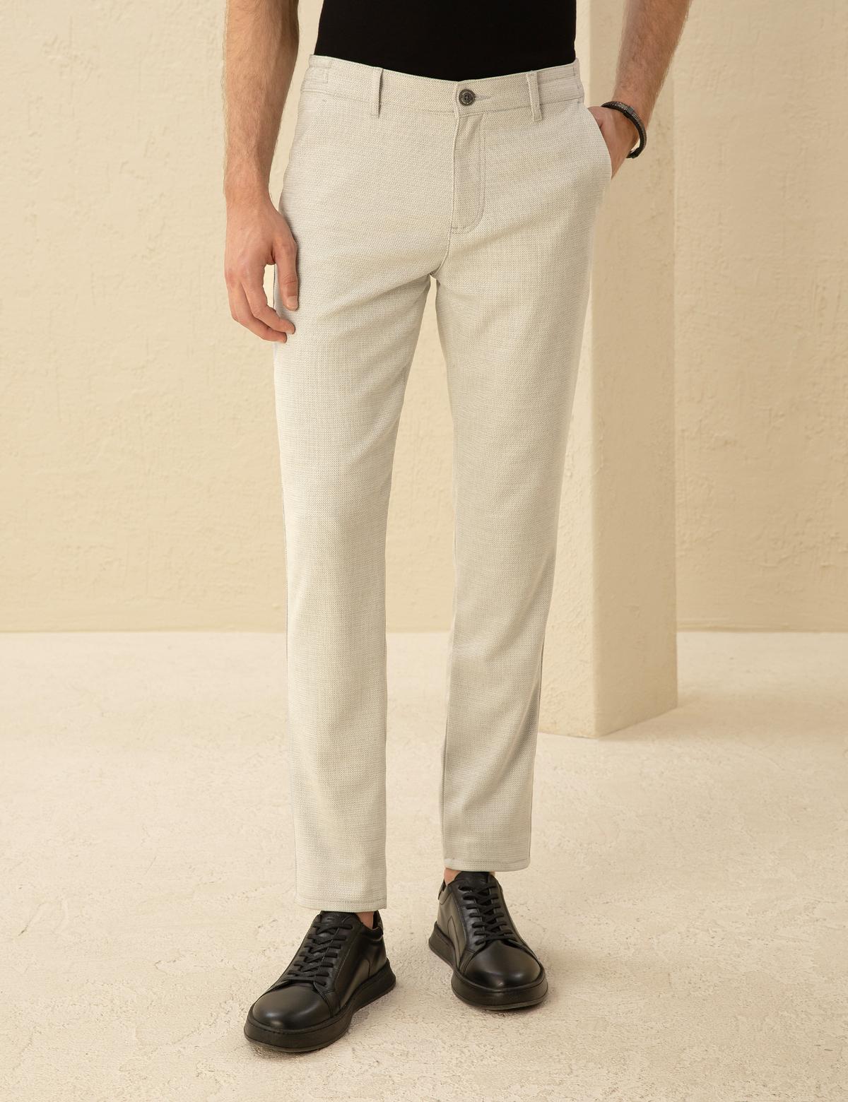 Gri Slim Fit Beli Lastikli Chino Pantolon - 50271248107