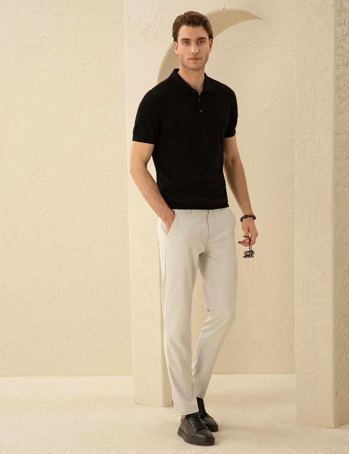 Gri Slim Fit Beli Lastikli Chino Pantolon - 50271248107