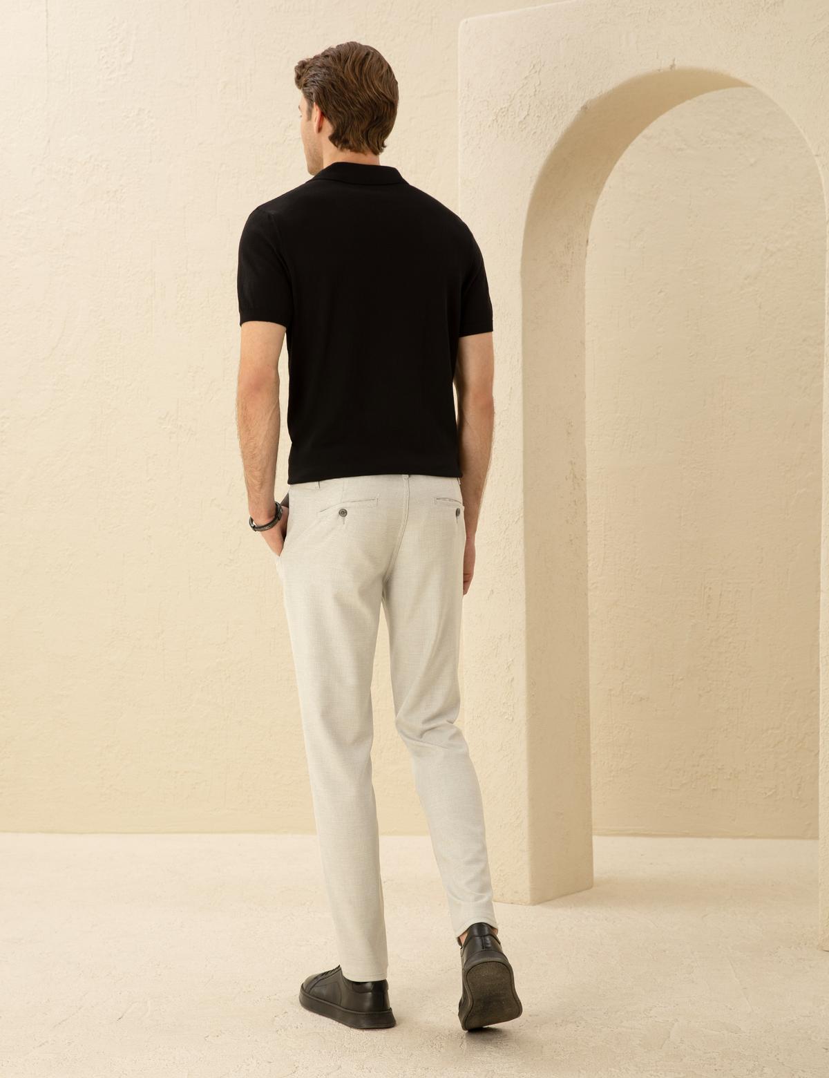 Gri Slim Fit Beli Lastikli Chino Pantolon - 50271248107