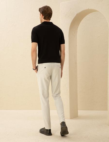 Gri Slim Fit Beli Lastikli Chino Pantolon - 50271248107