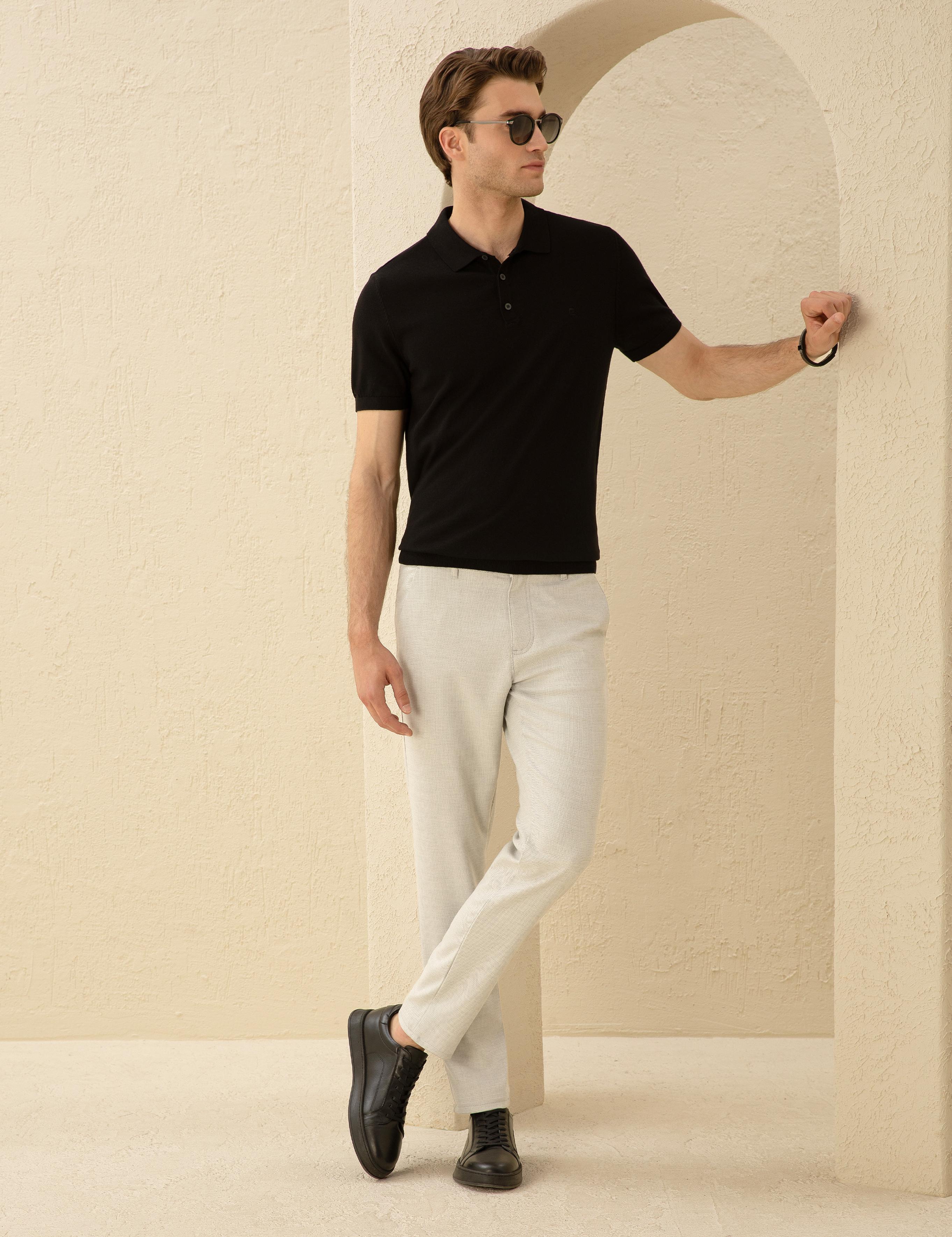 Gri Slim Fit Beli Lastikli Chino Pantolon