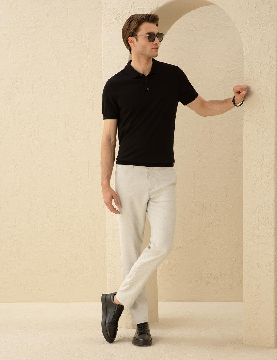 Gri Slim Fit Beli Lastikli Chino Pantolon