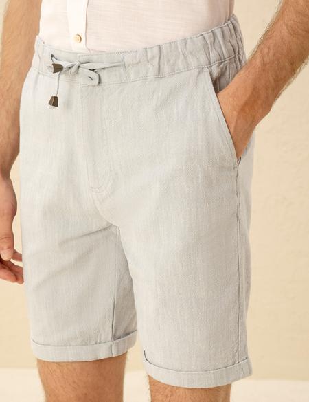 Açık Mavi Slim Fit Beli Lastikli Bermuda Şort - 50270741002